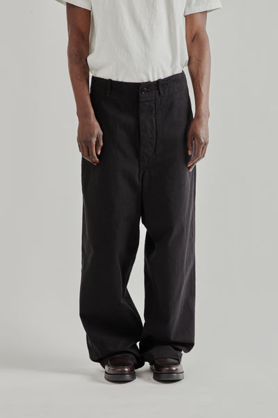 Kaptain Sunshine Cotton Drill Wide Pants - Black | Wallace