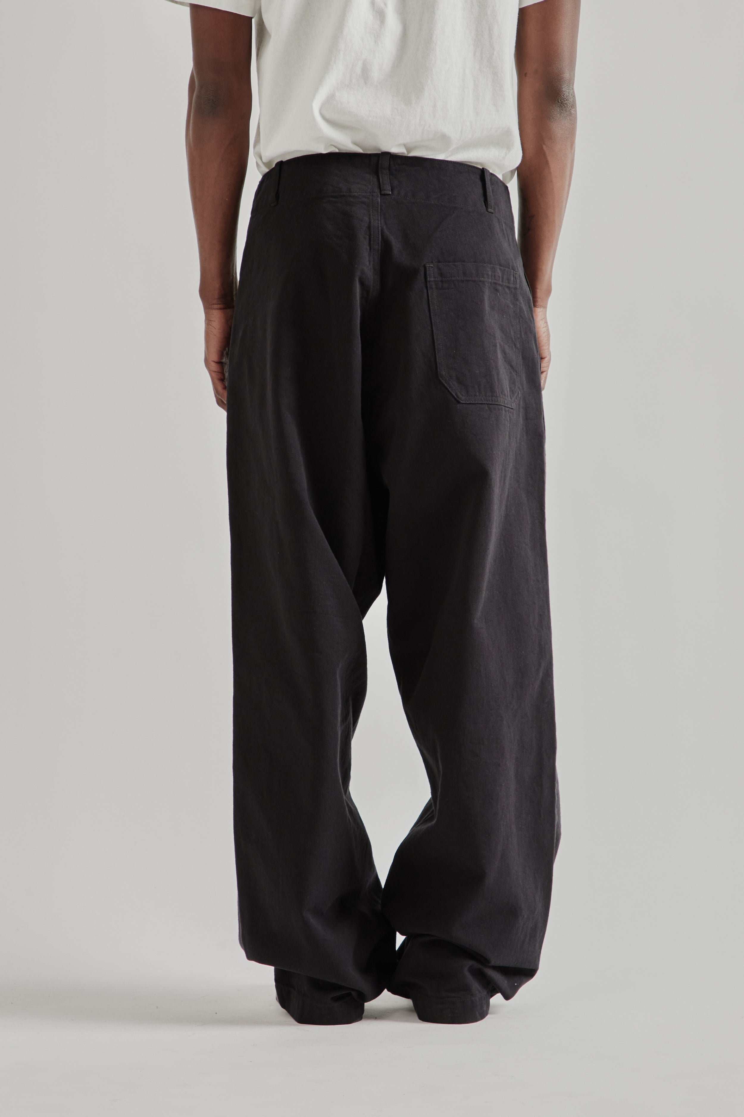 Kaptain Sunshine Cotton Drill Wide Pants - Black | Wallace