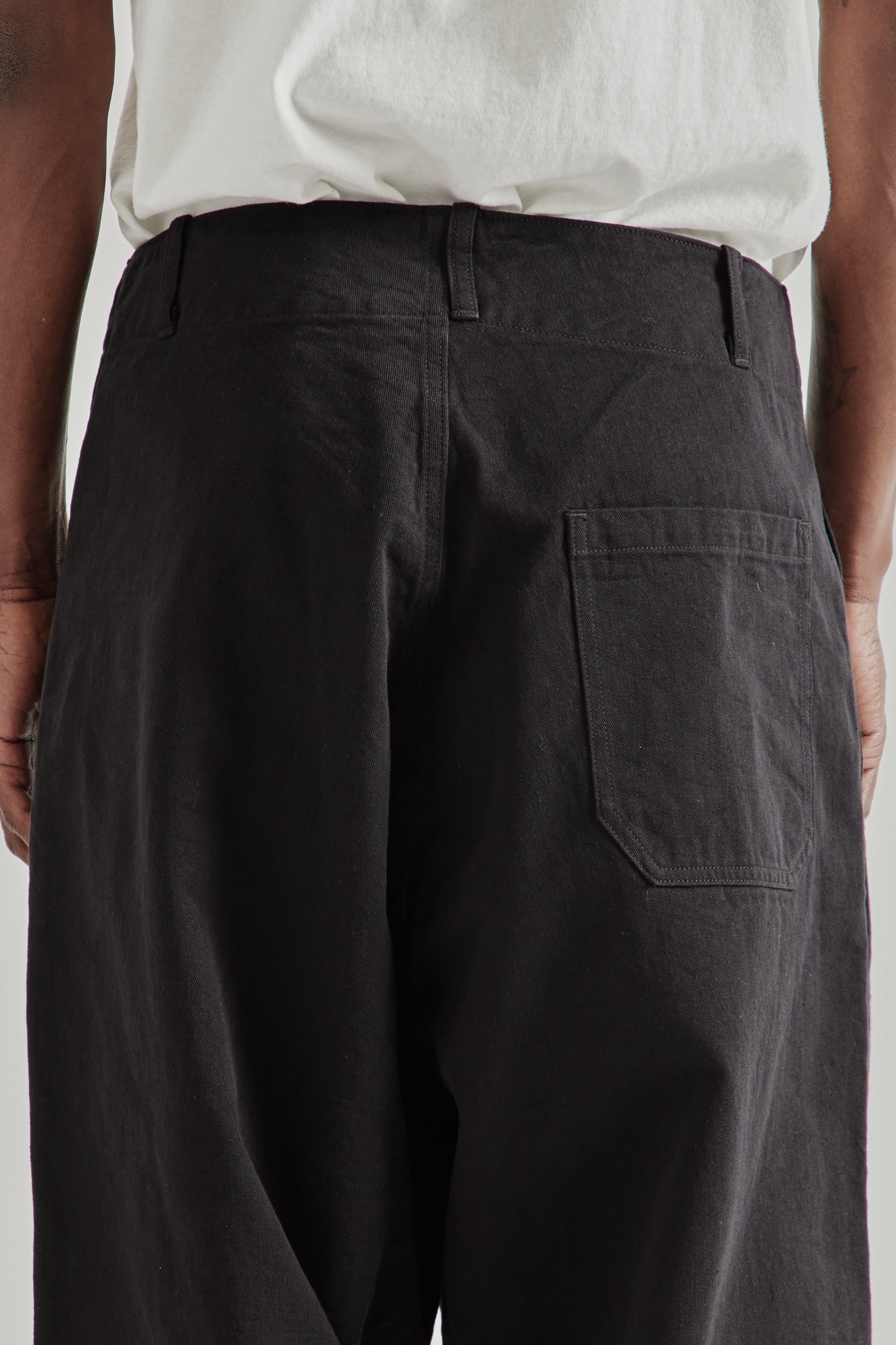Kaptain Sunshine Cotton Drill Wide Pants - Black | Wallace