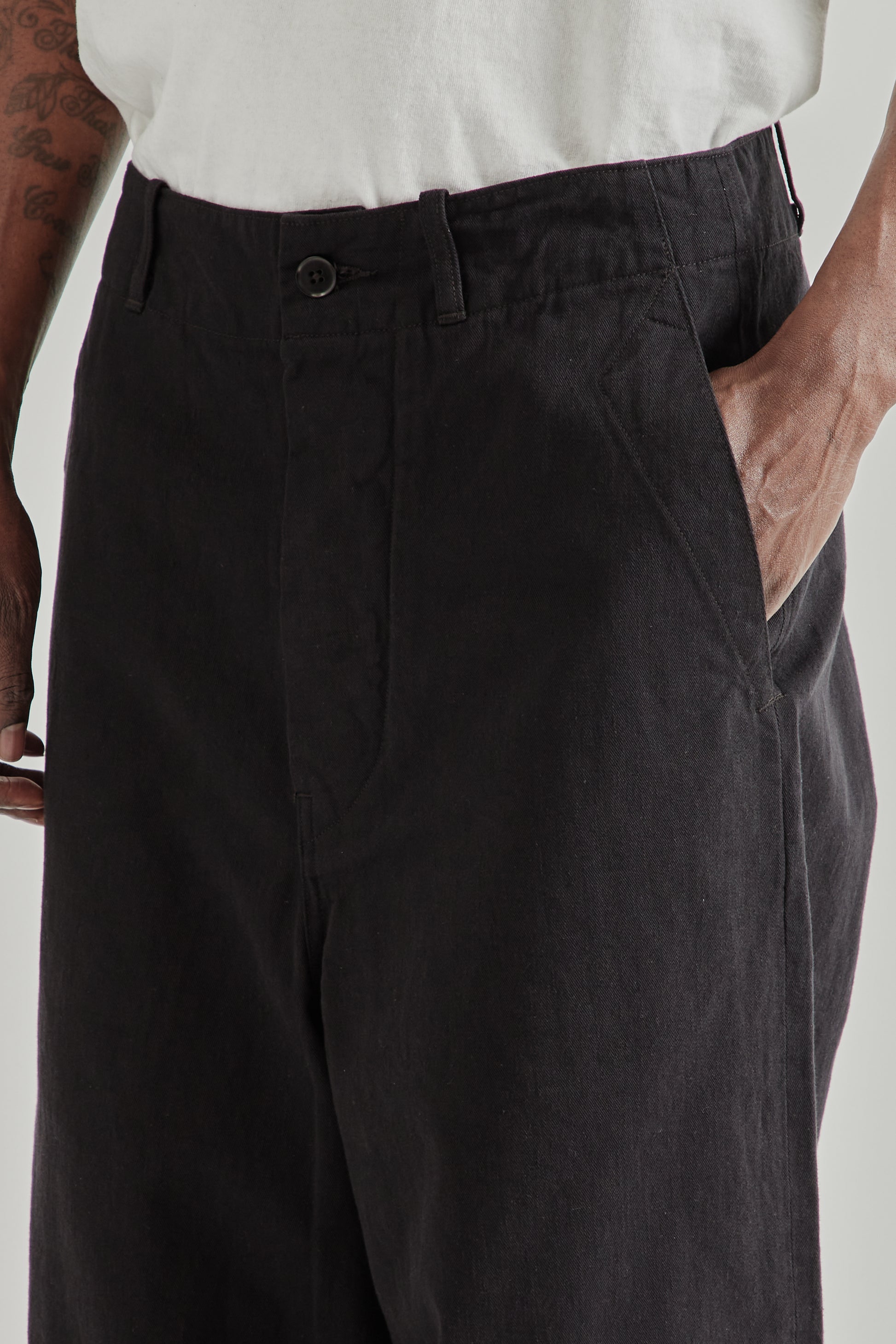 Kaptain Sunshine SS26 Cotton Drill Wide Pants Black3949