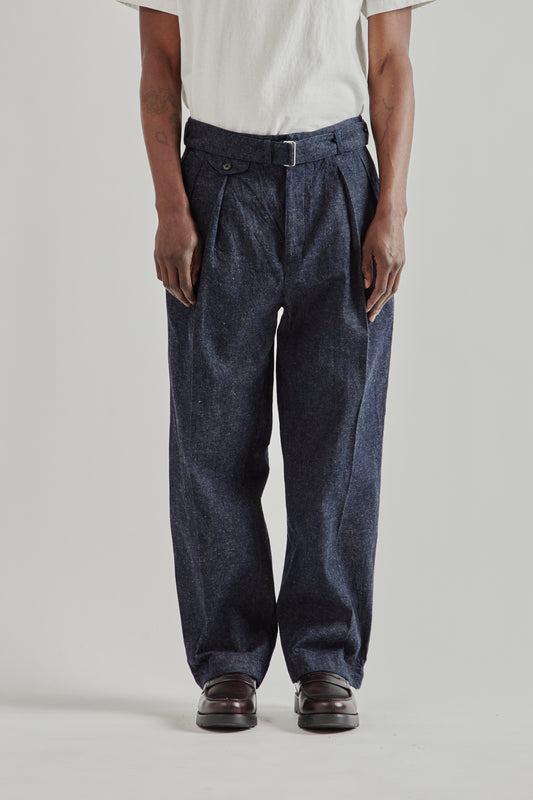 Kaptain Sunshine SS26 Cotton Linen Denim Riveira Trousers Indigo 2