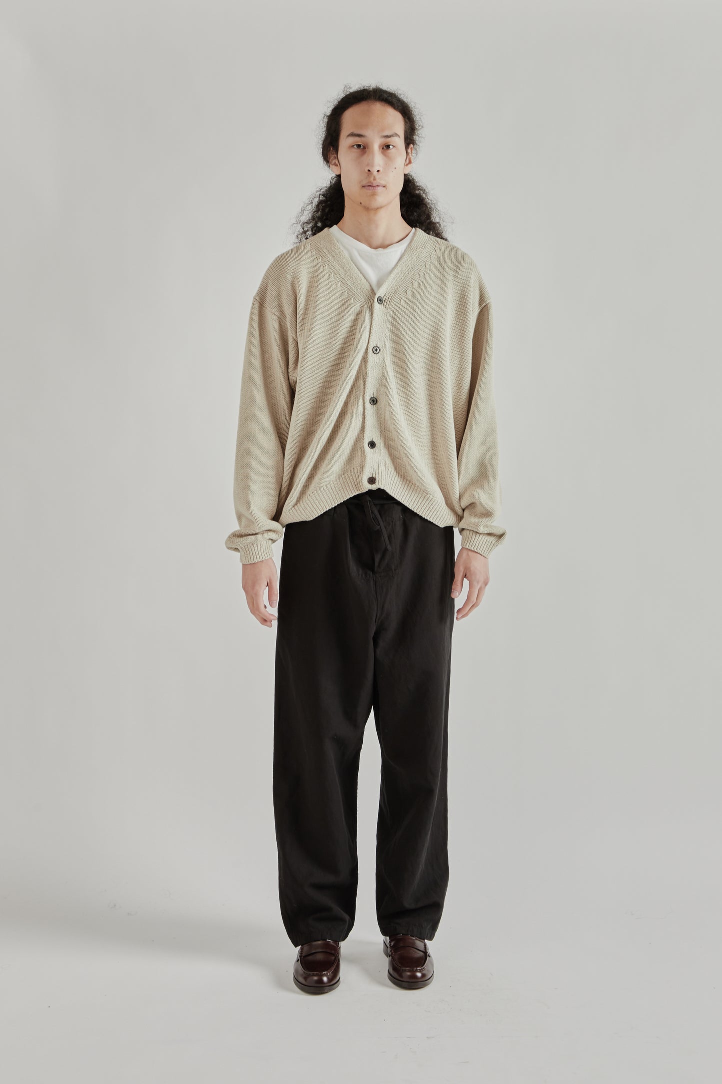 Kaptain Sunshine SS26 Cotton Washi Hand Frame Cardigan Ash Grey1088