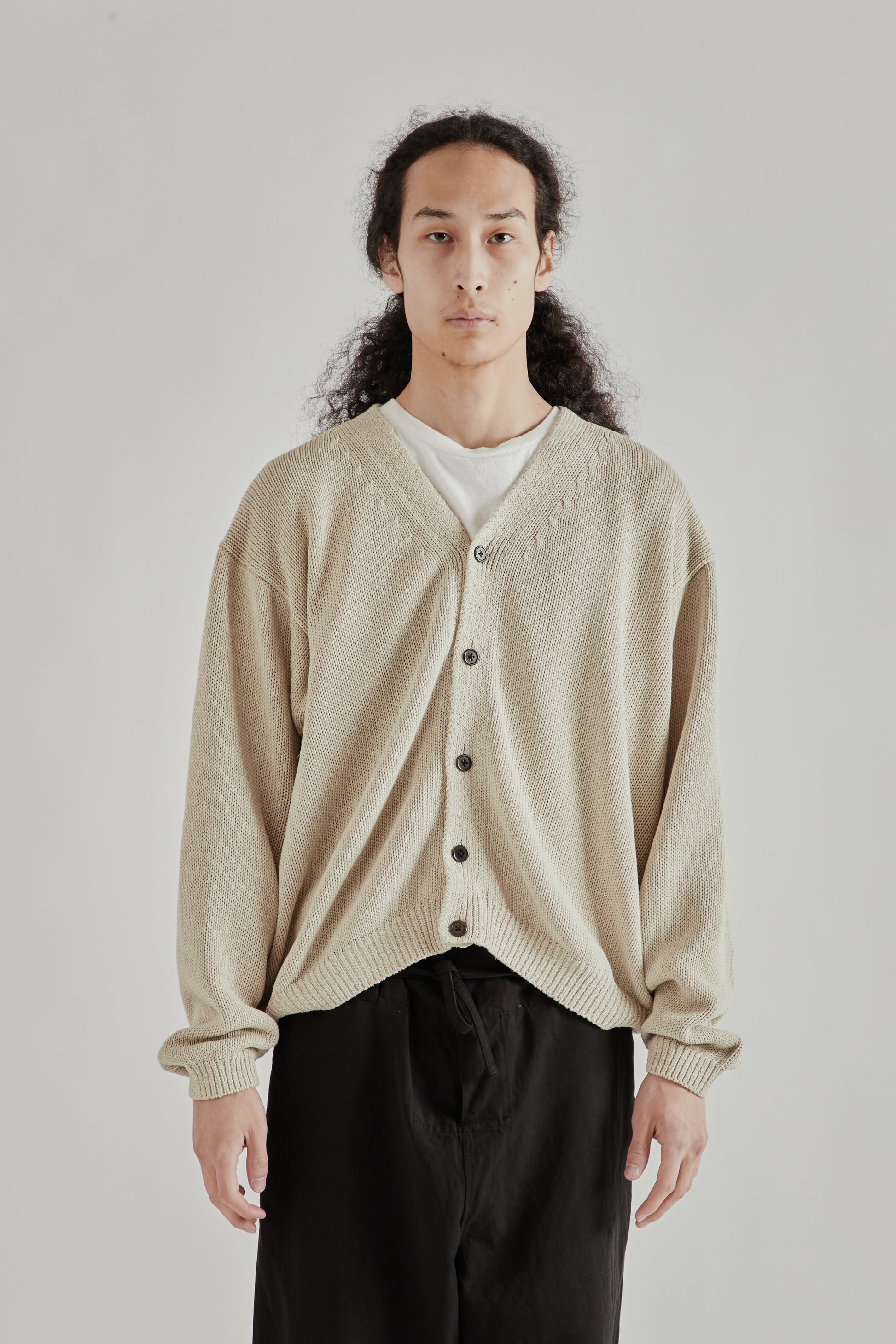 Kaptain Sunshine SS26 Cotton Washi Hand Frame Cardigan Ash Grey1090