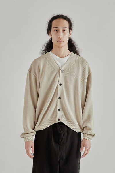 トップス KAPTAIN SUNSHINE Cotton Washi Cardigan Kaptain Sunshine Cotton Washi Hand Frame Cardigan - Ash Grey