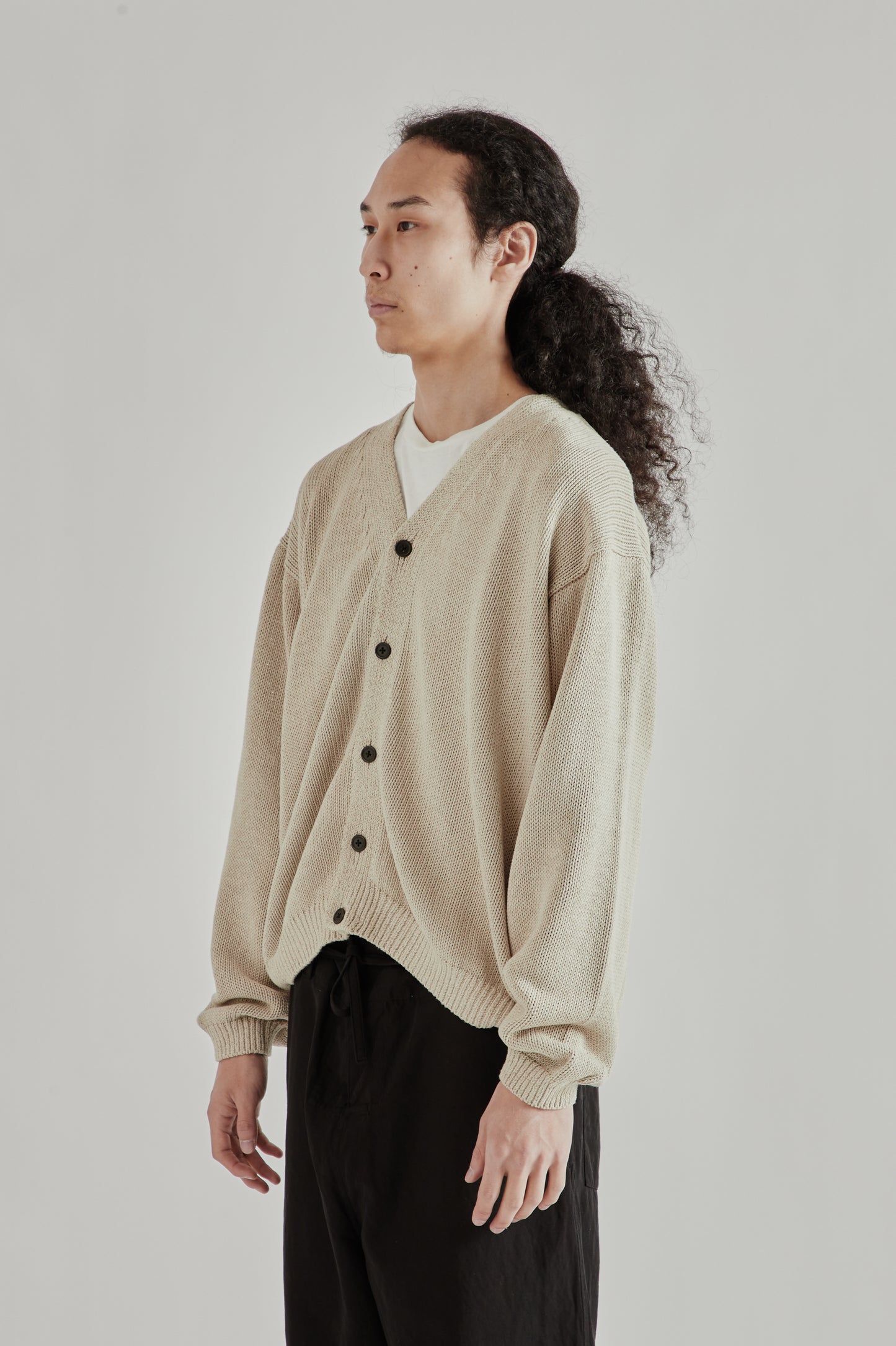 Kaptain Sunshine SS26 Cotton Washi Hand Frame Cardigan Ash Grey1095