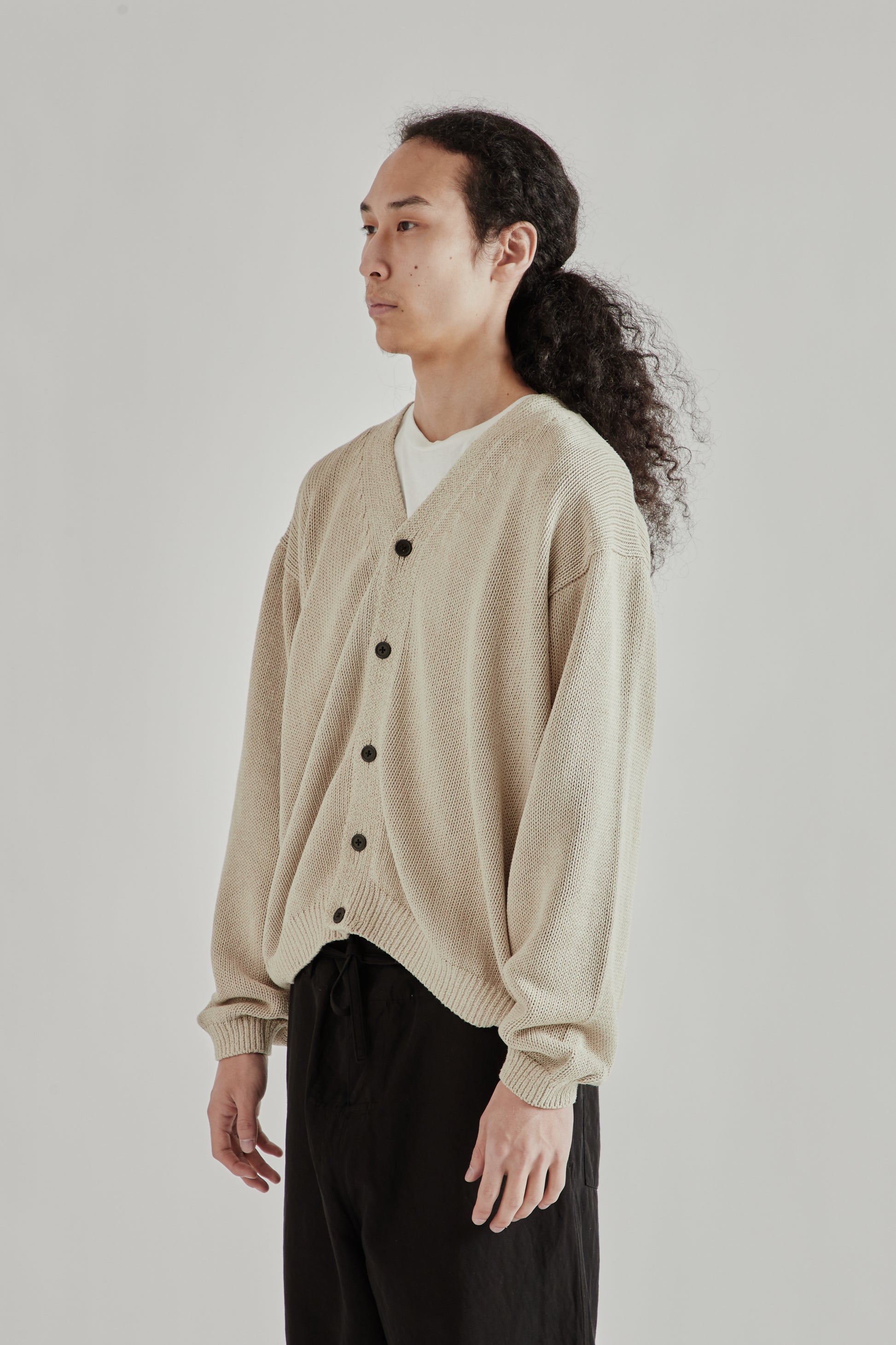 Kaptain Sunshine SS26 Cotton Washi Hand Frame Cardigan Ash Grey1095