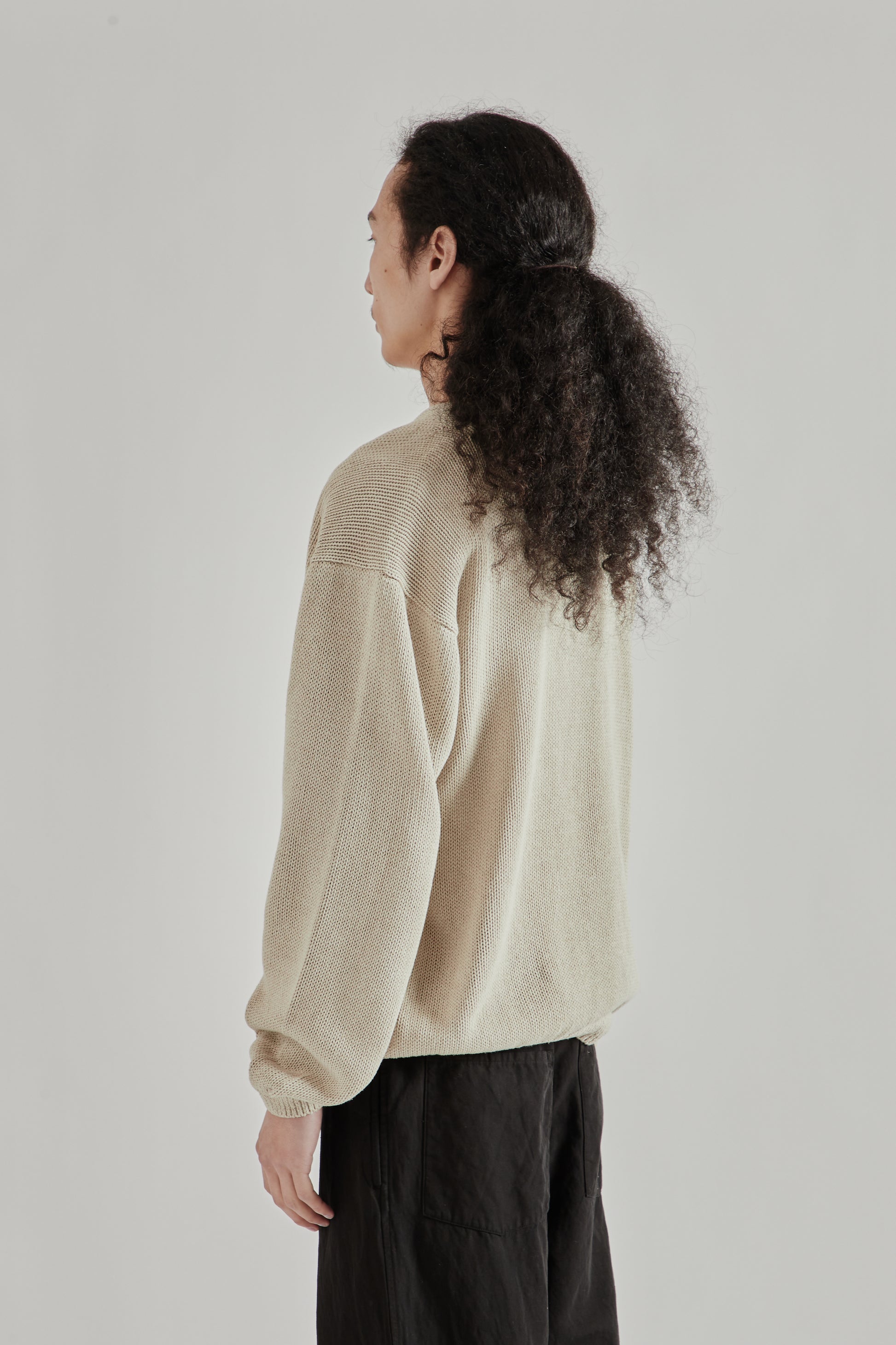 Kaptain Sunshine SS26 Cotton Washi Hand Frame Cardigan Ash Grey1096