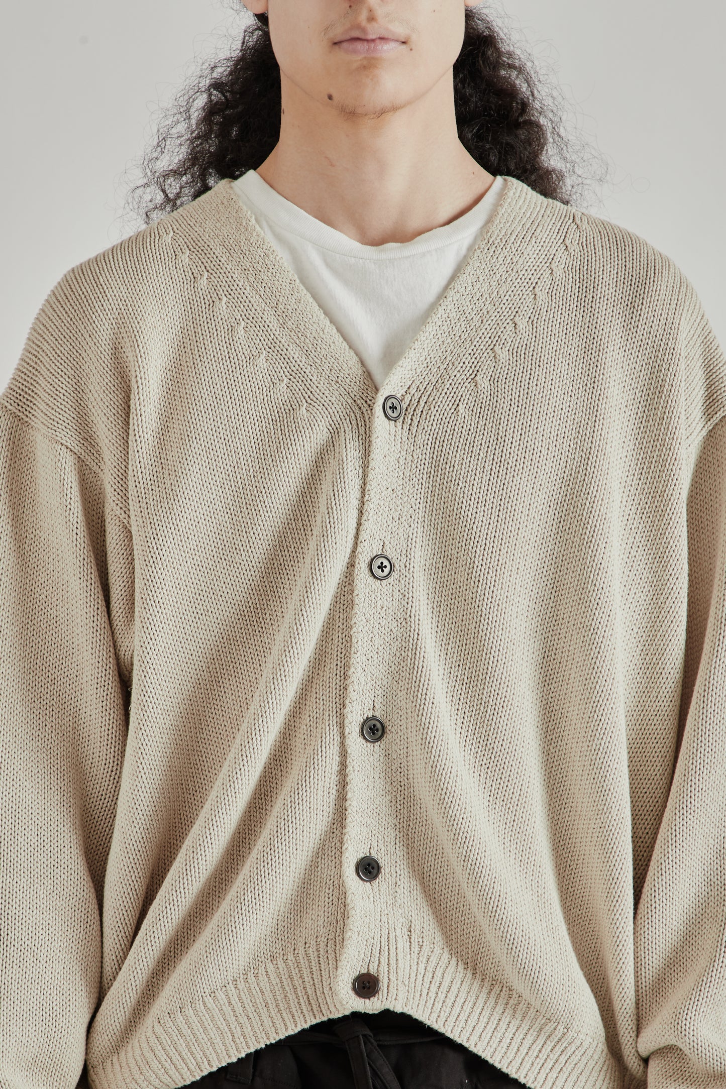 Kaptain Sunshine SS26 Cotton Washi Hand Frame Cardigan Ash Grey1102