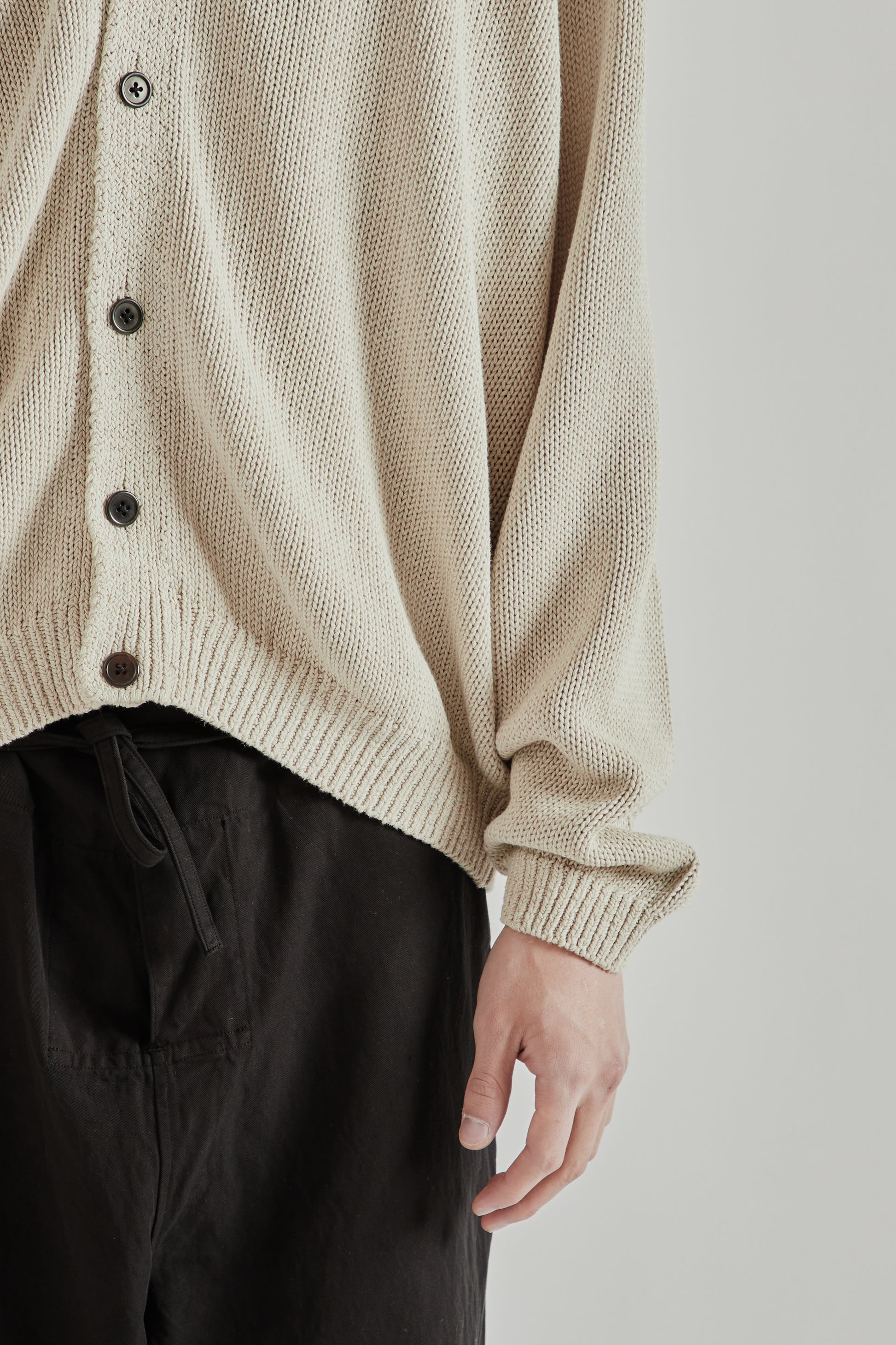 Kaptain Sunshine SS26 Cotton Washi Hand Frame Cardigan Ash Grey1104