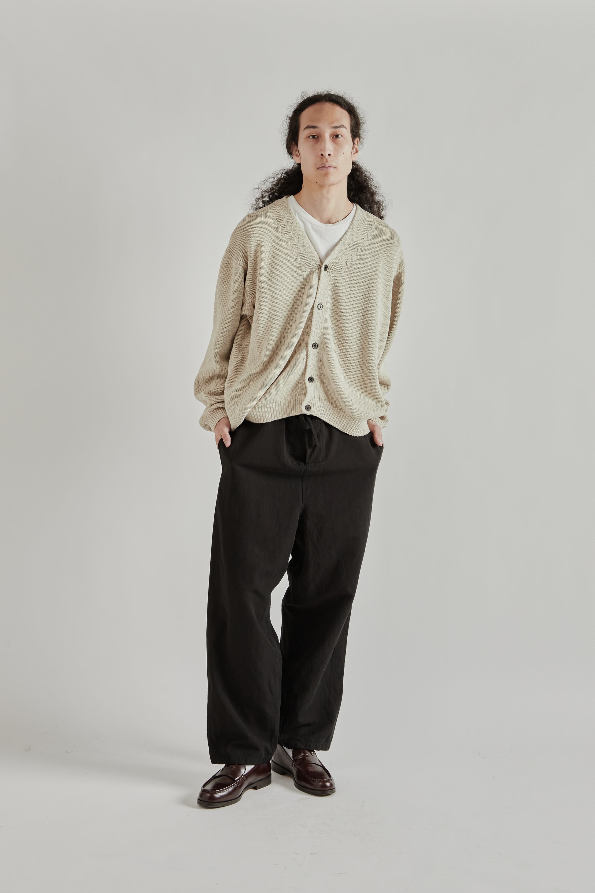 Kaptain Sunshine SS26 Cotton Washi Hand Frame Cardigan Ash Grey1106