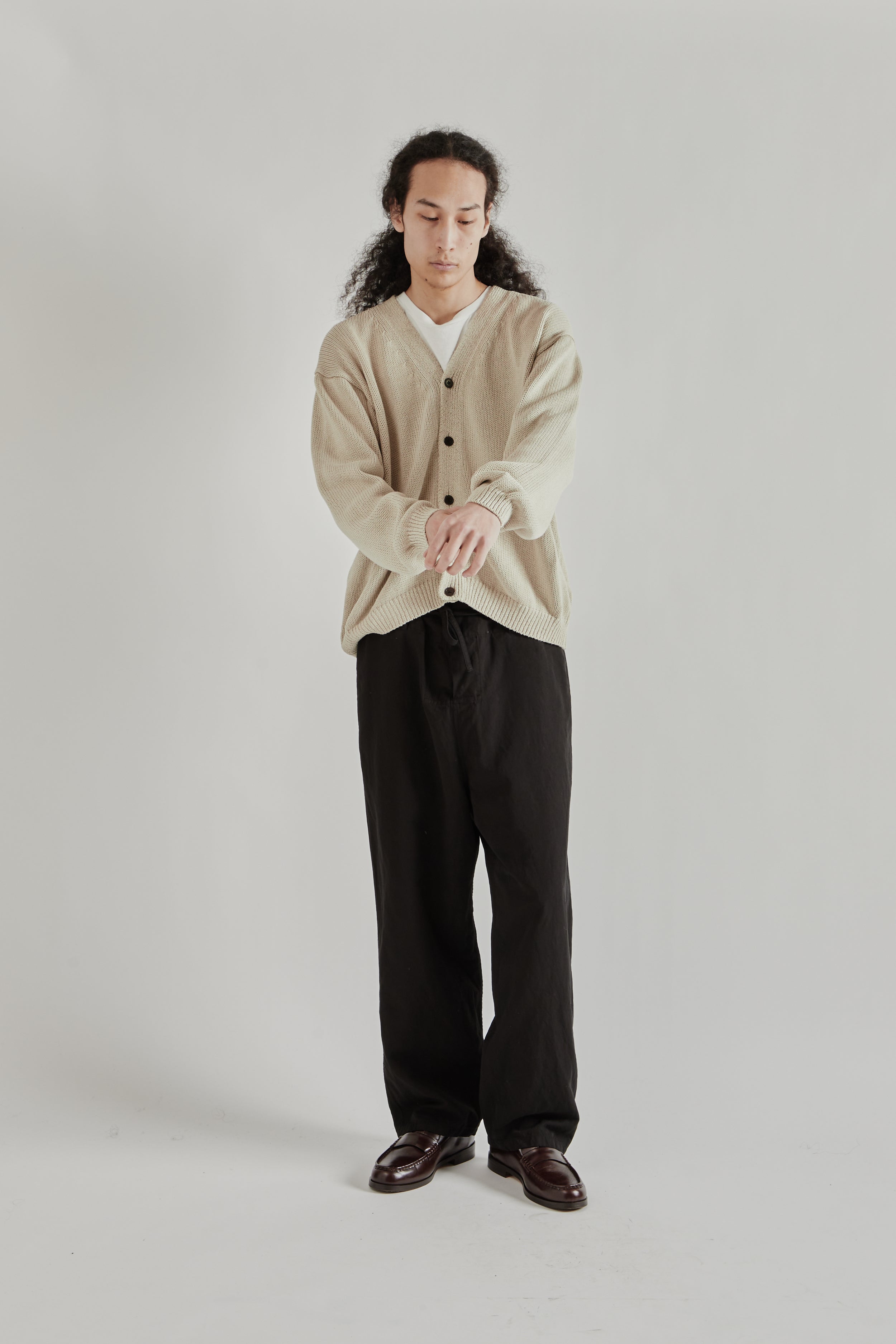 トップス KAPTAIN SUNSHINE Cotton Washi Cardigan Kaptain Sunshine Cotton Washi Hand Frame Cardigan - Ash Grey