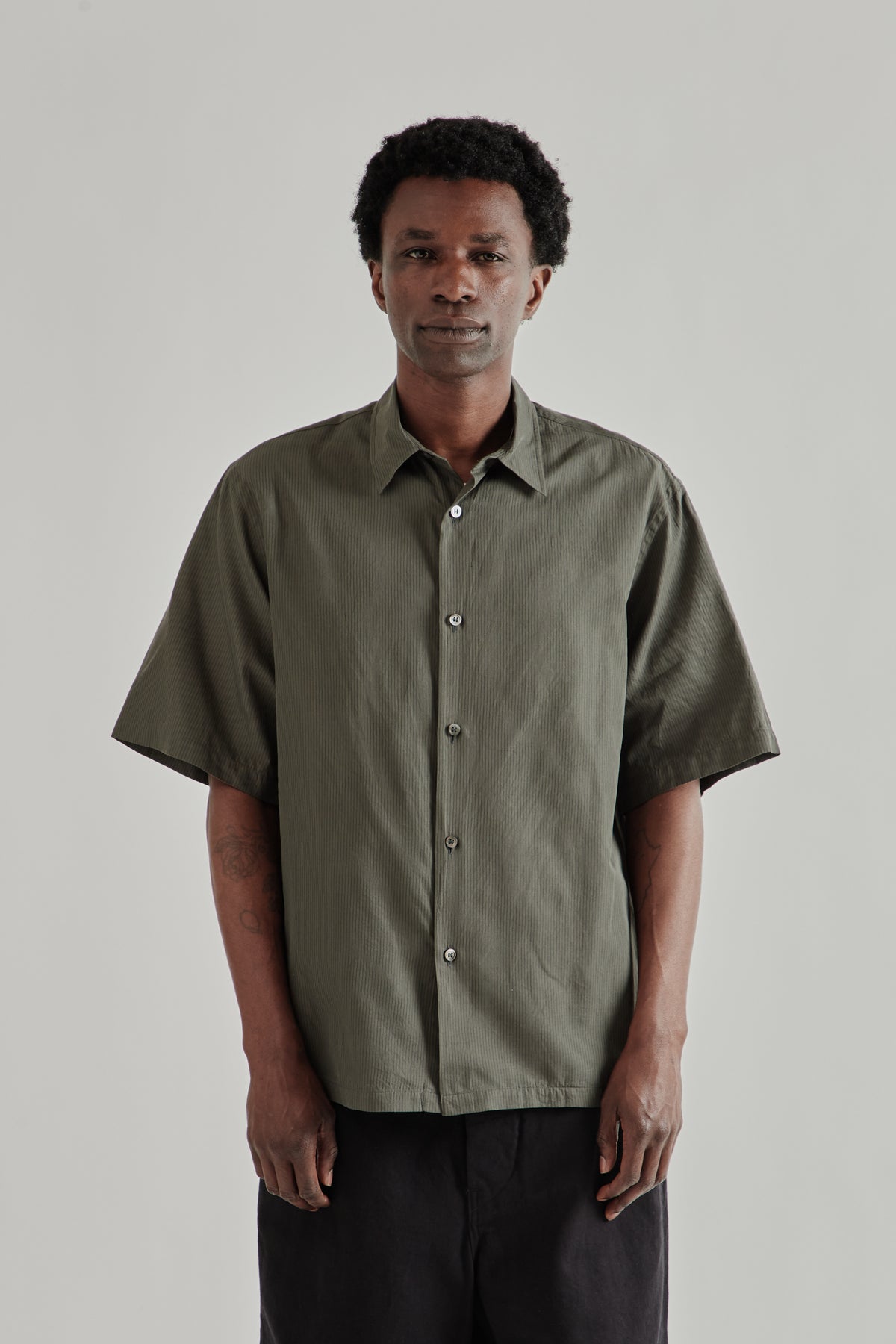 Kaptain Sunshine Plain Short Sleeve Stripe Shirt - Ink Black 