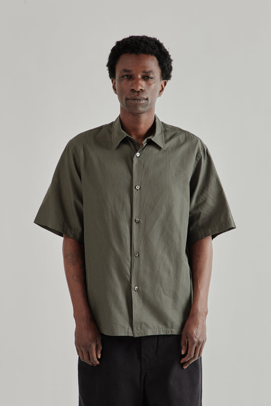 Kaptain Sunshine SS26 Plain Short Sleeve Stripe Shirt Ink Black3962