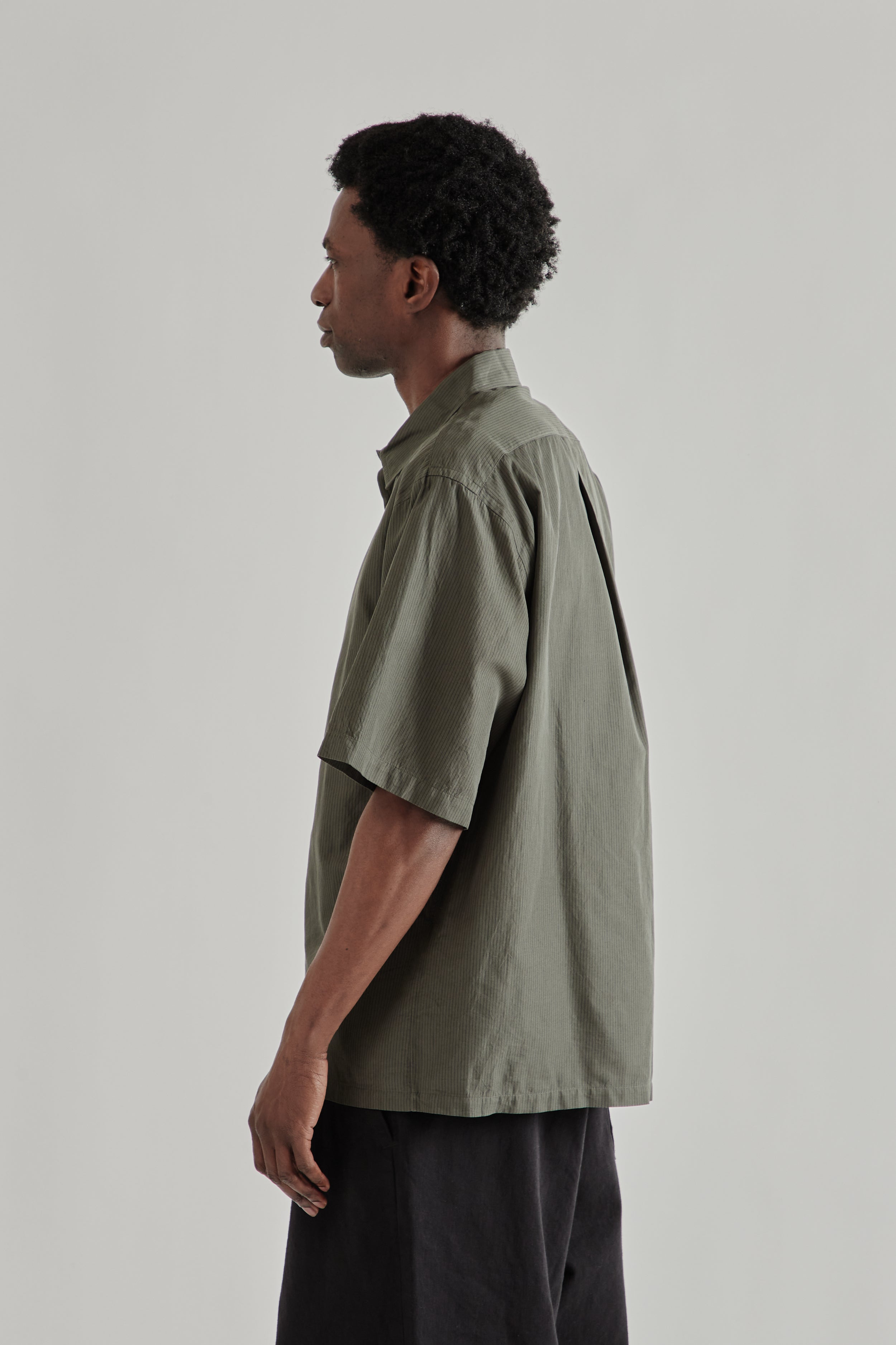 Kaptain Sunshine Plain Short Sleeve Stripe Shirt - Ink Black