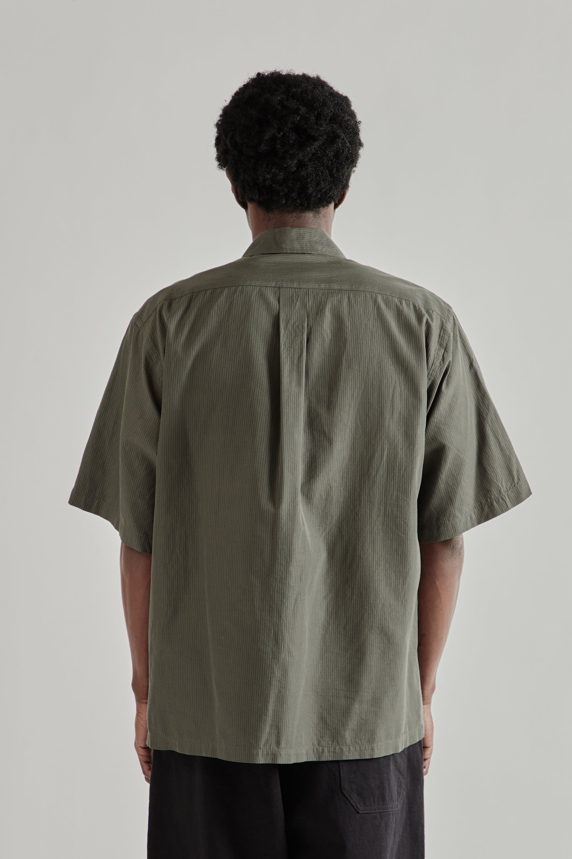 Kaptain Sunshine SS26 Plain Short Sleeve Stripe Shirt Ink Black3972