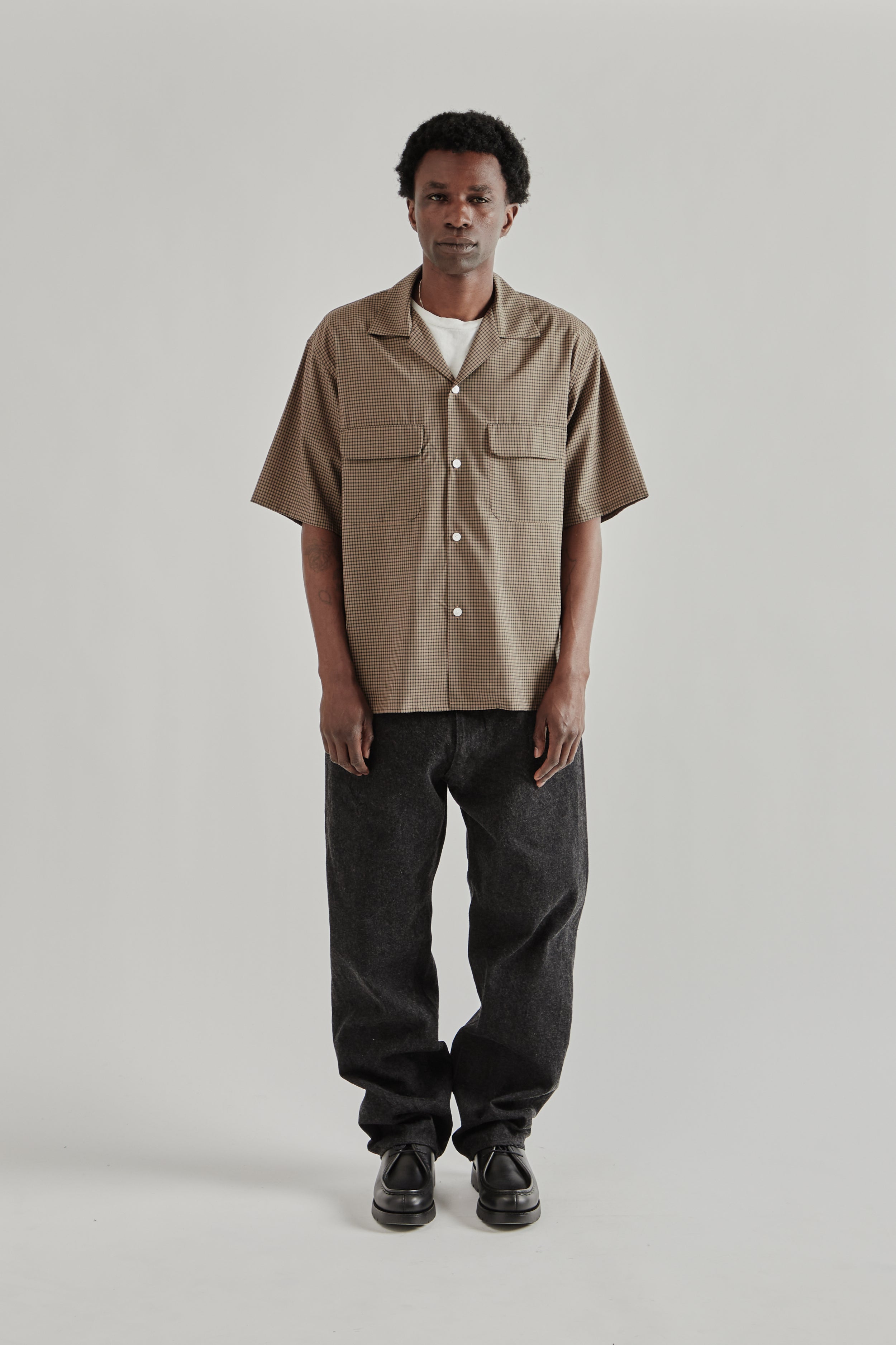 Kaptain Sunshine Summer Wool Open Collar Short Sleeve Shirt