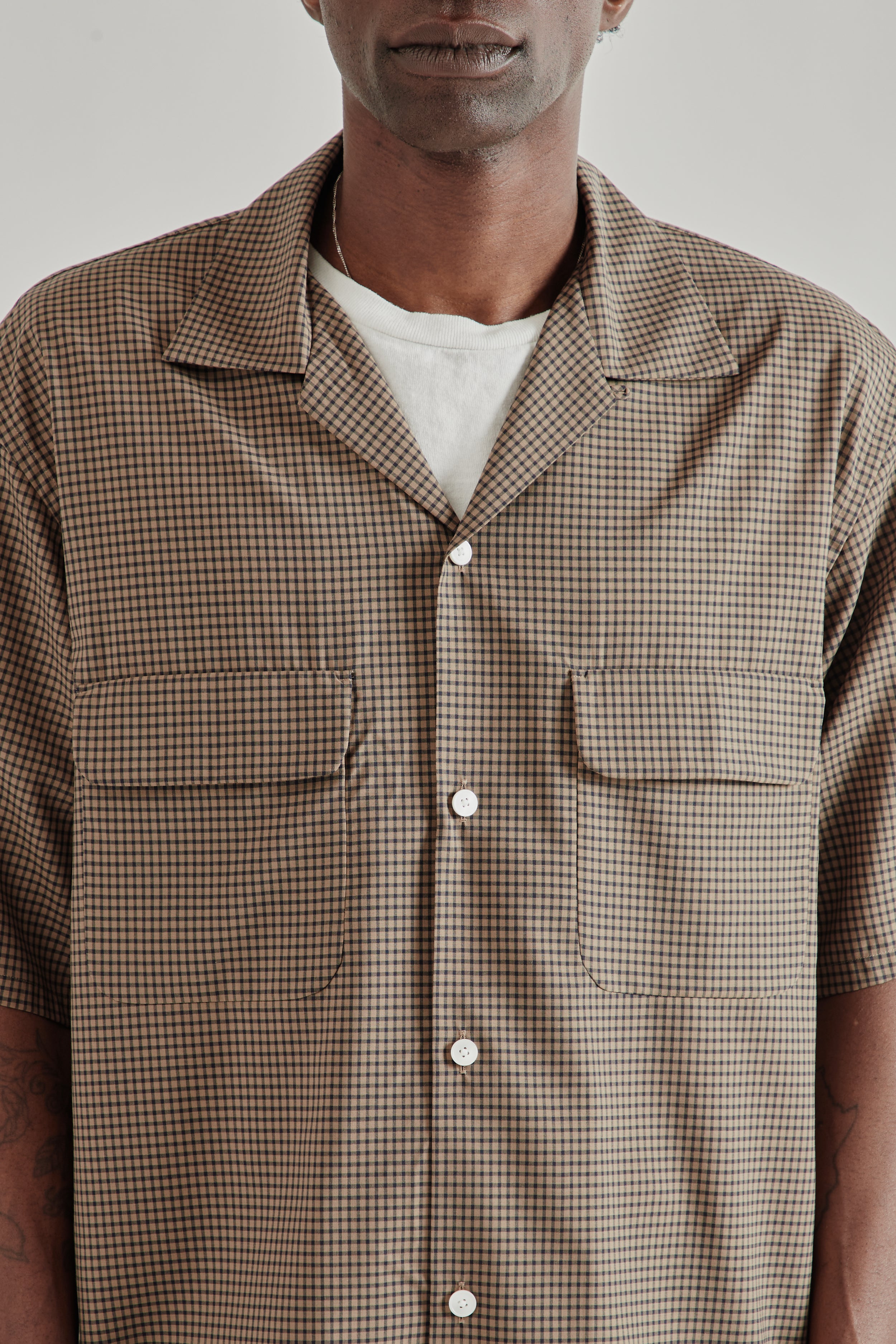 Kaptain Sunshine Summer Wool Open Collar Short Sleeve Shirt