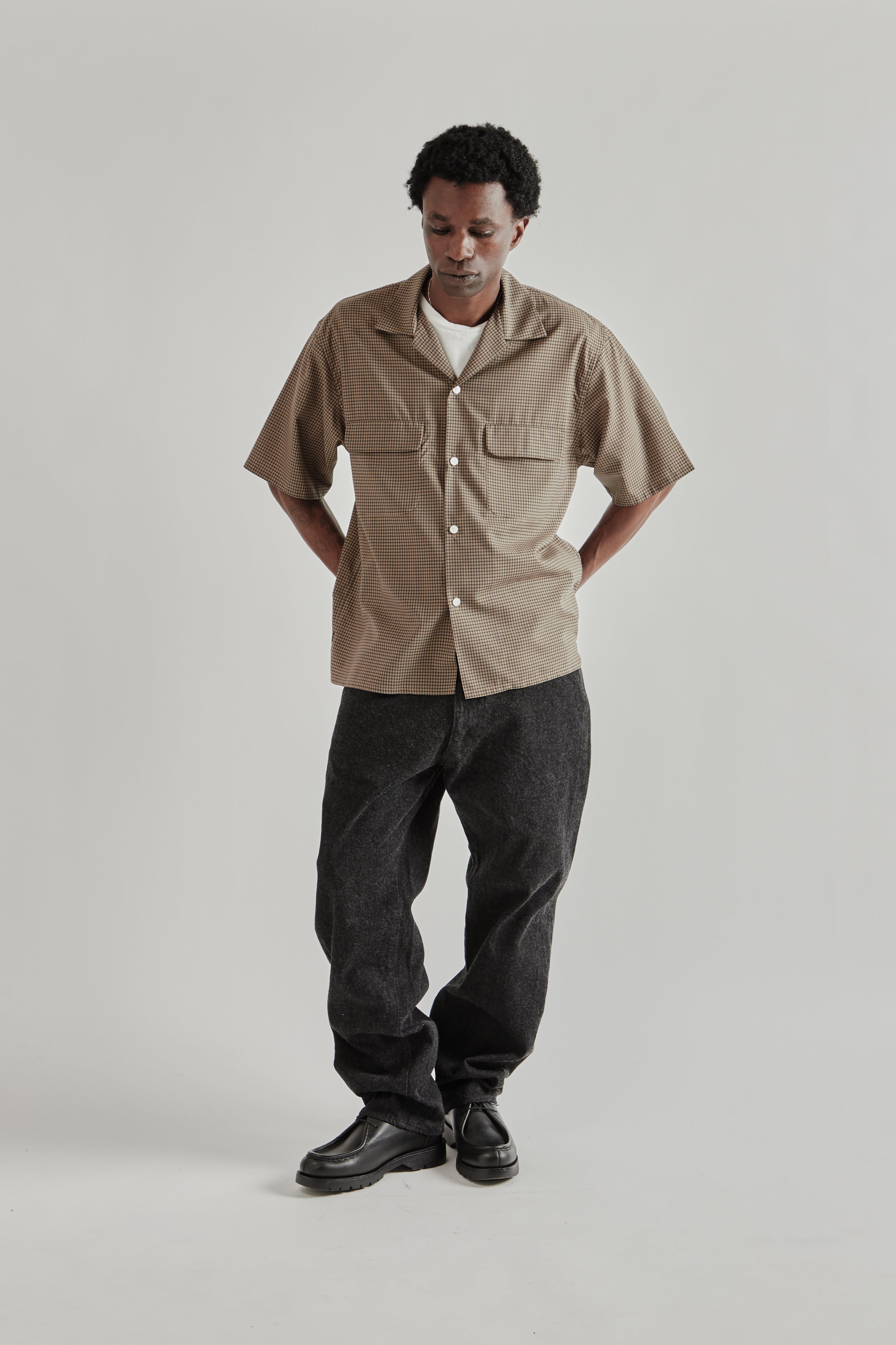 Kaptain Sunshine Summer Wool Open Collar Short Sleeve Shirt