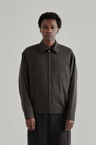 Kaptain Sunshine Wool Poplin Zip Blouson - Ink Black | Wallace