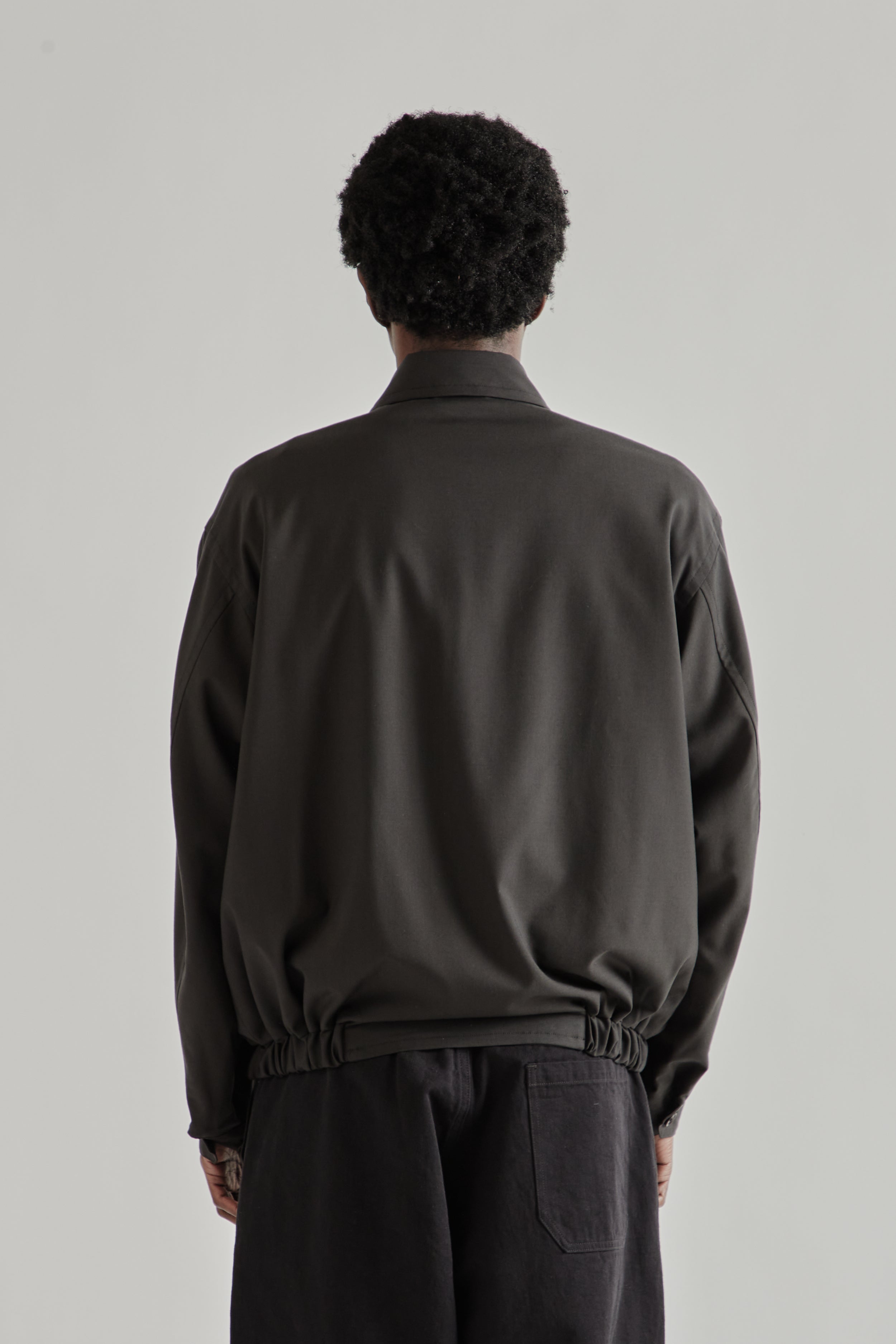Kaptain Sunshine Wool Poplin Zip Blouson - Ink Black | Wallace
