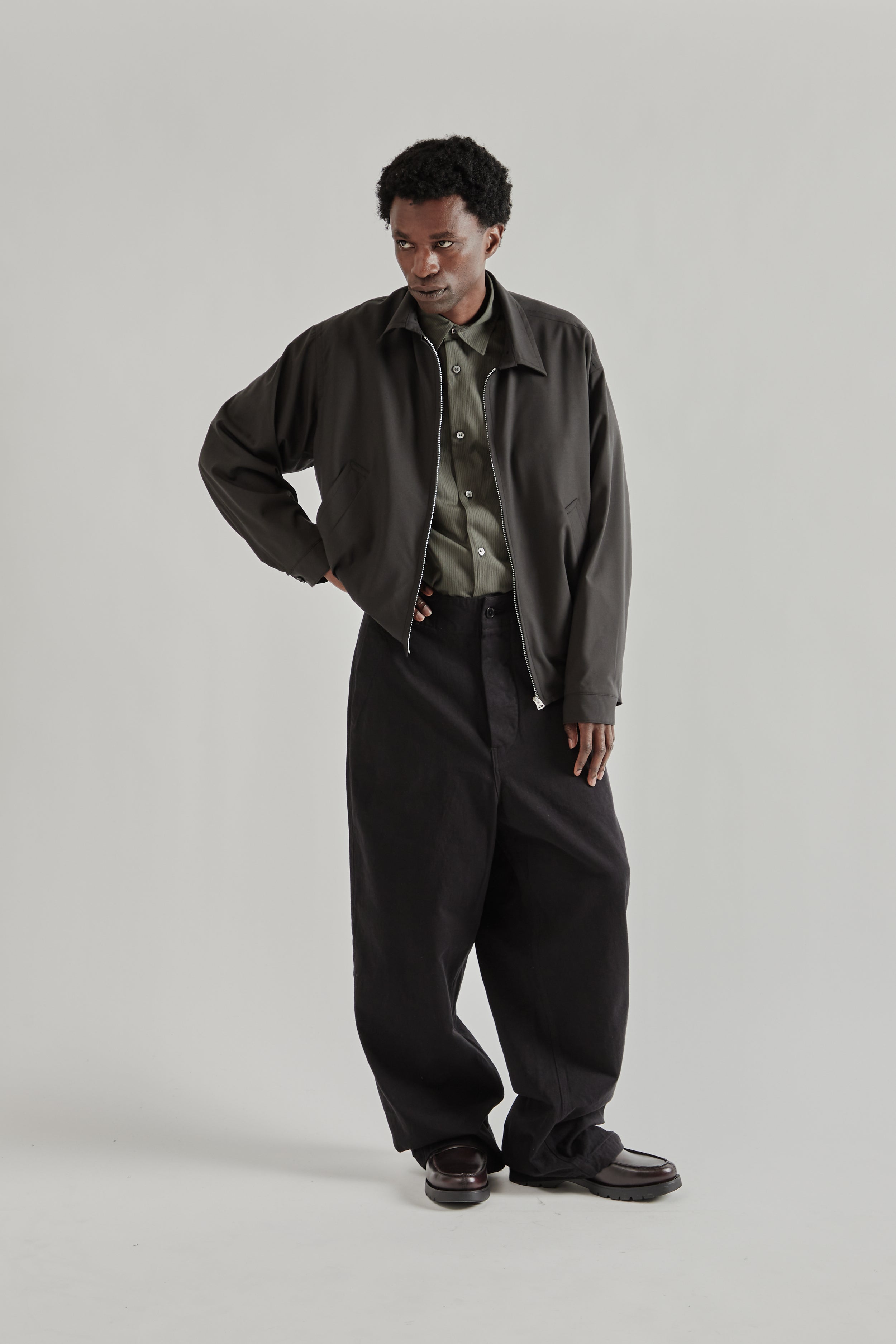ジャケット・アウター KAPTAIN SUNSHINE Wool Poplin Zip Blouson Kaptain Sunshine Wool Poplin Zip Blouson - Ink Black | Wallace