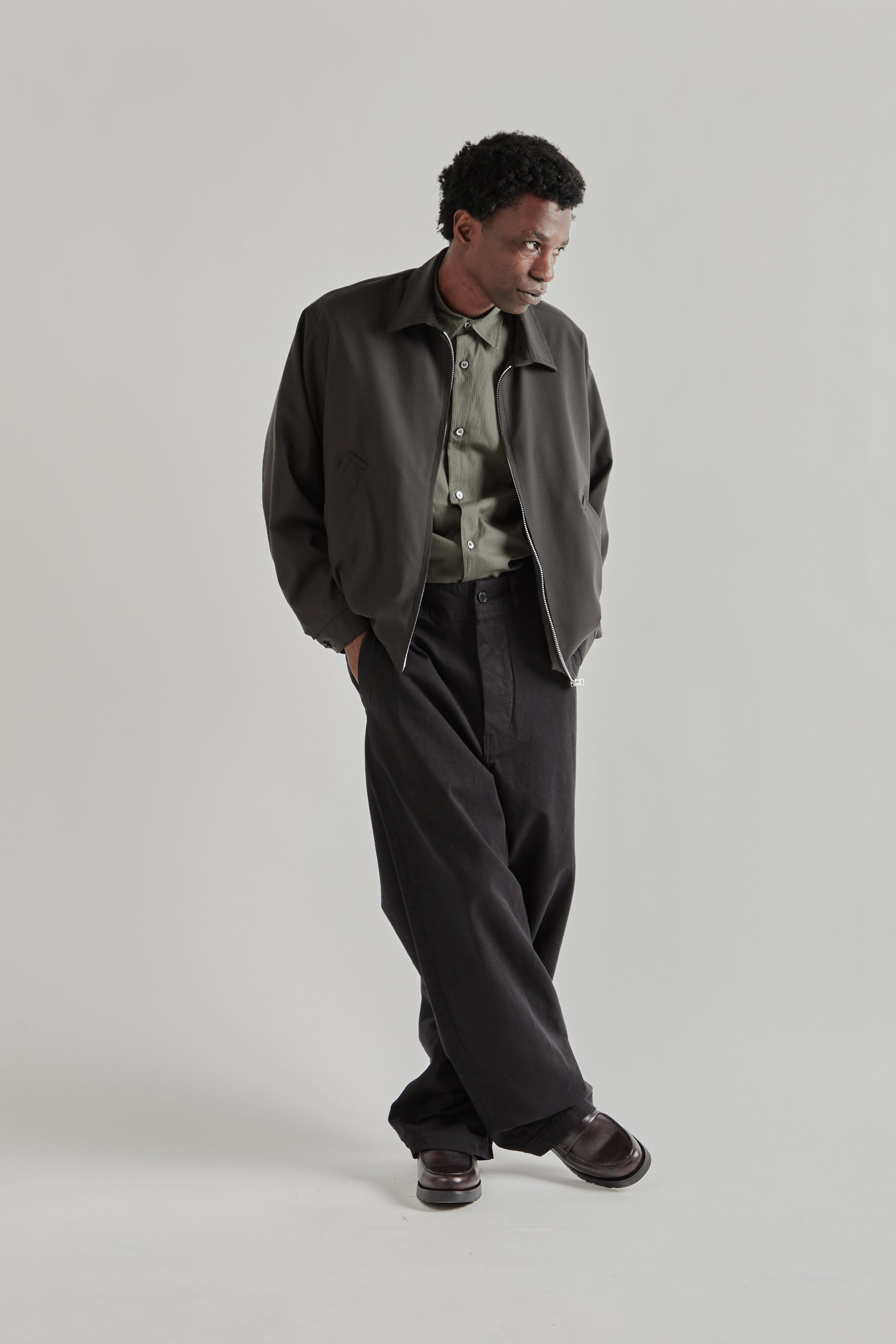 ジャケット・アウター KAPTAIN SUNSHINE Wool Poplin Zip Blouson Kaptain Sunshine Wool Poplin Zip Blouson - Ink Black | Wallace