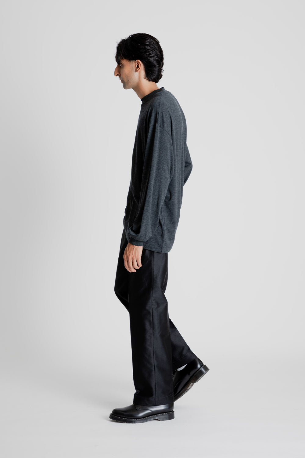 Kaptain Sunshine Super Soft Merino Tenjiku L/S Tee in Charcoal