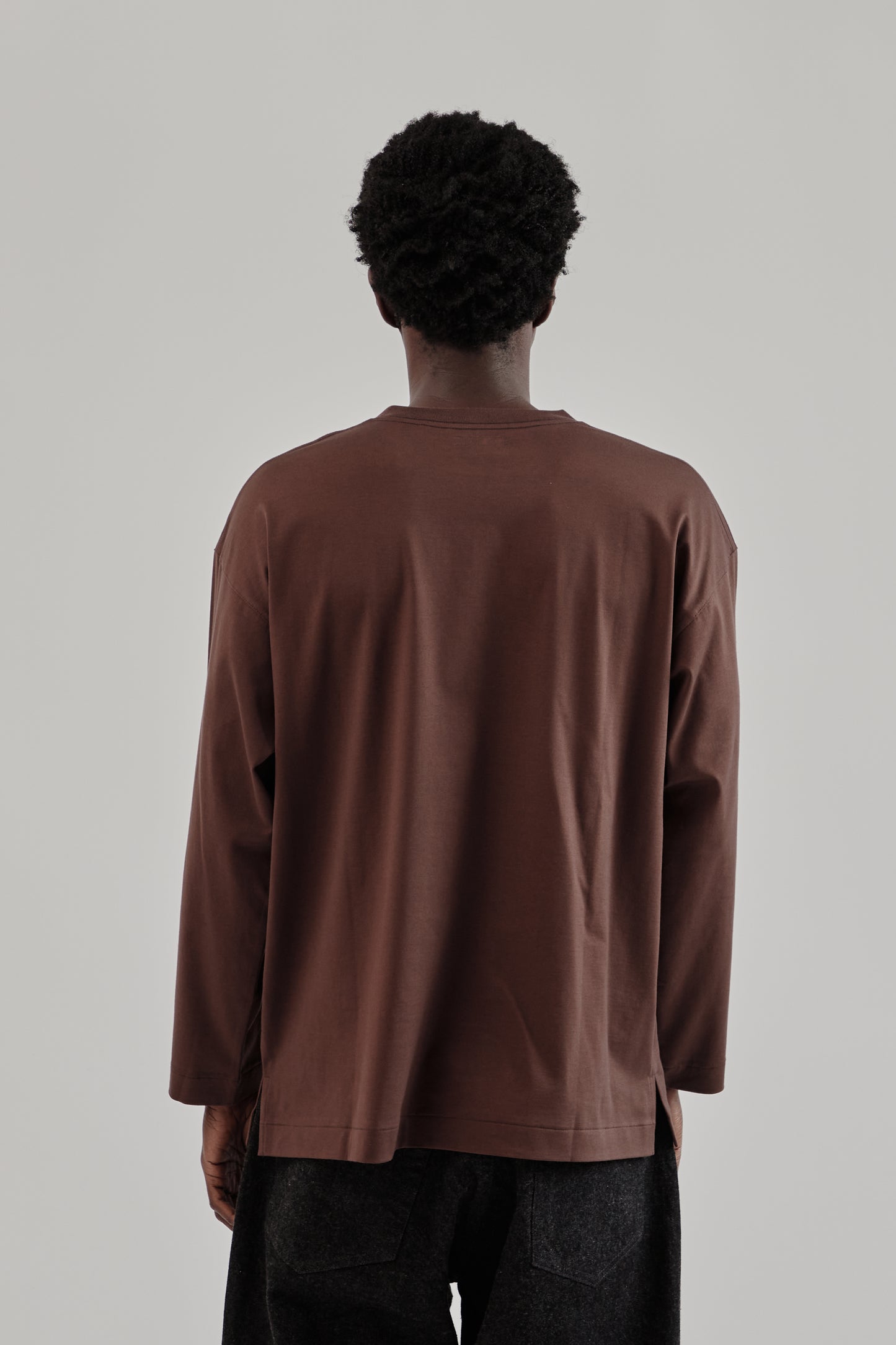 Suvin Cotton Suede Tenjiku Long Sleeve Tee - Brown