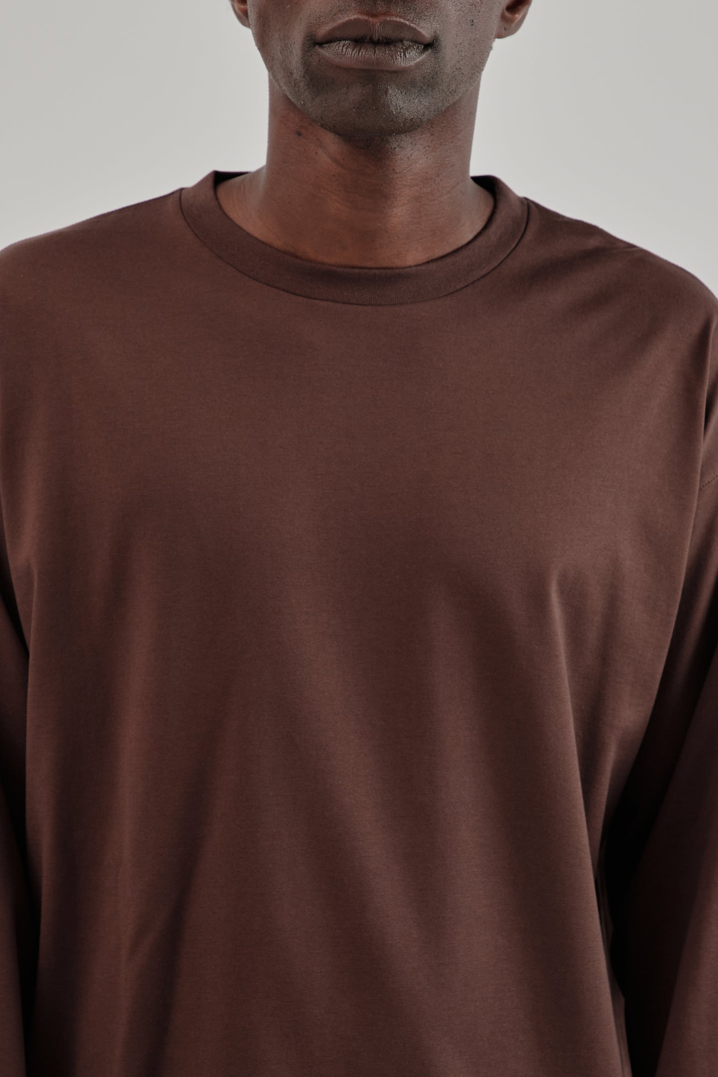 Suvin Cotton Suede Tenjiku Long Sleeve Tee - Brown