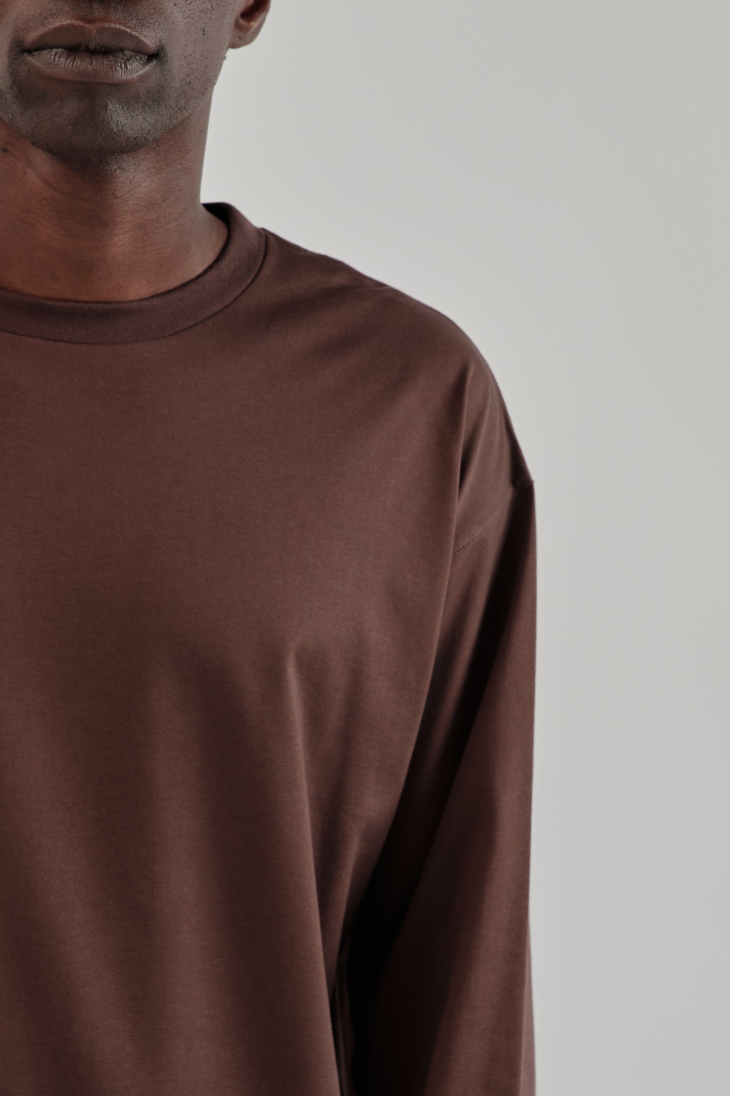 Suvin Cotton Suede Tenjiku Long Sleeve Tee - Brown