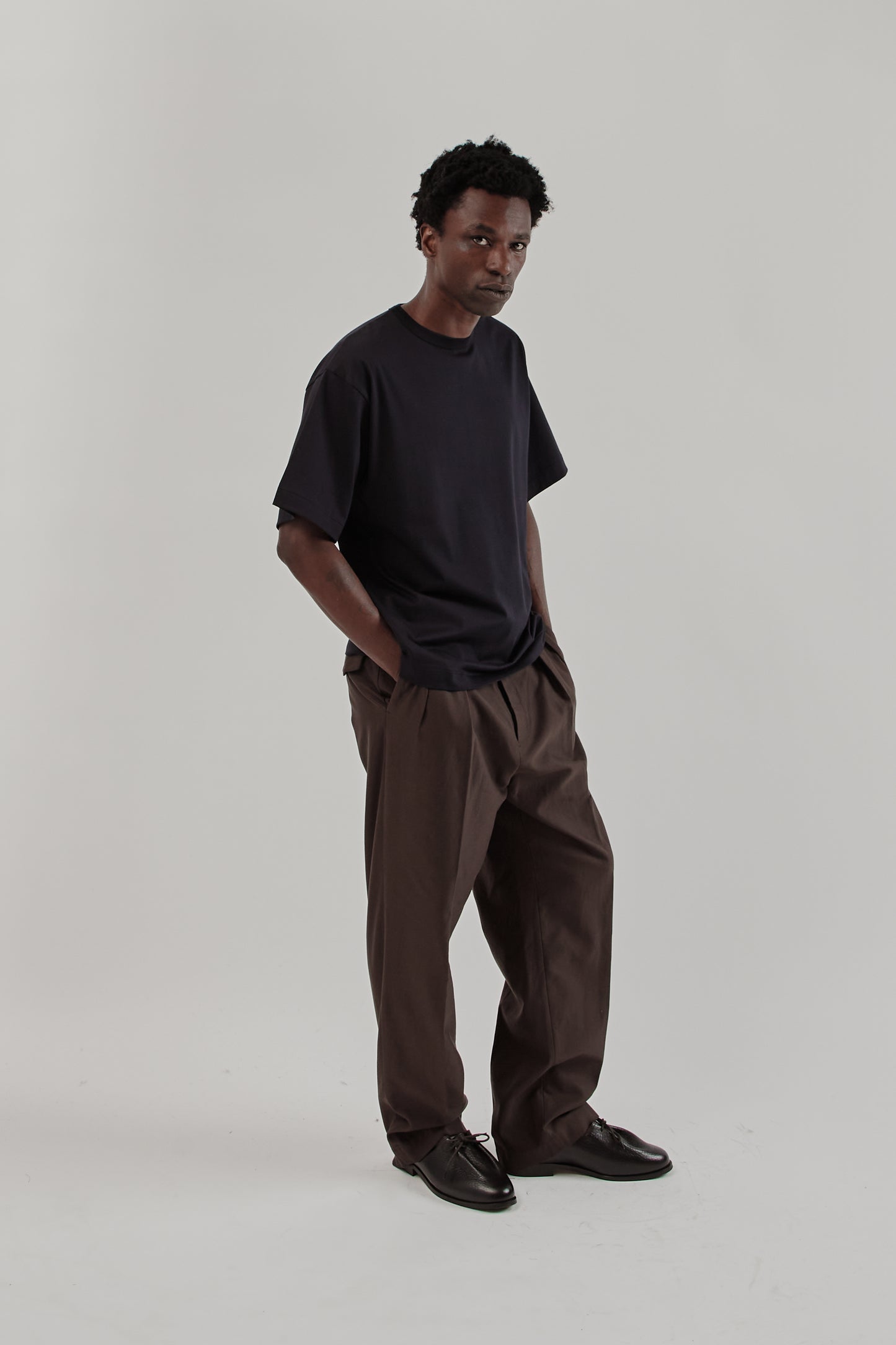 Suvin Cotton Suede Tenjiku Short Sleeve Tee - Navy
