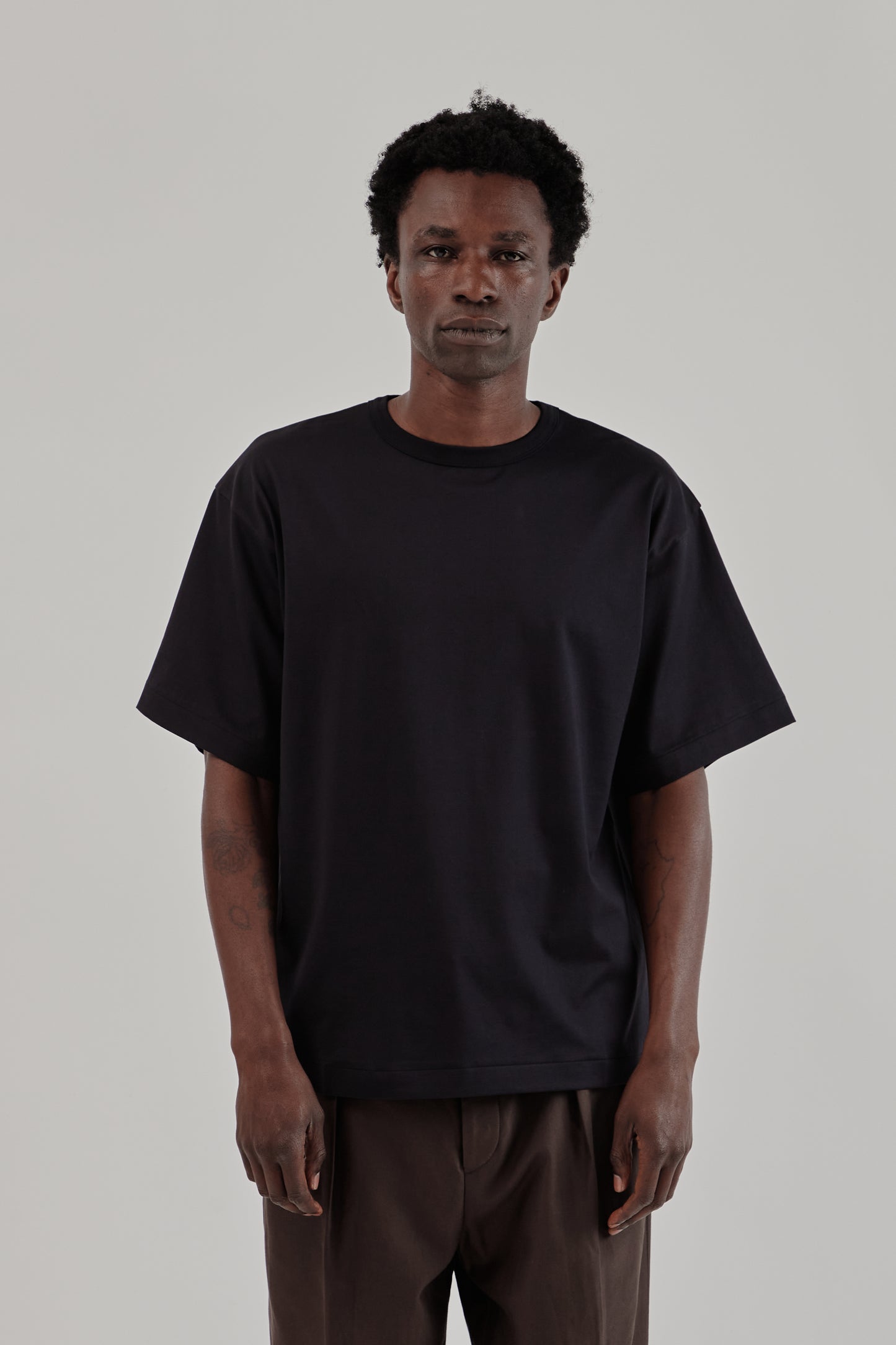 Suvin Cotton Suede Tenjiku Short Sleeve Tee - Navy