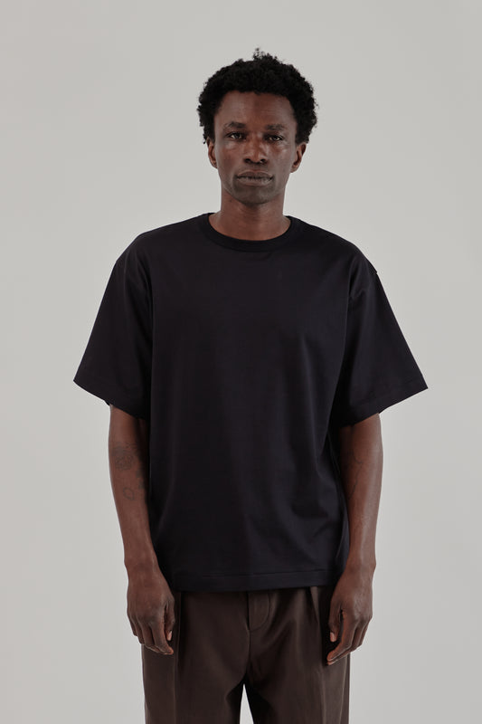 Suvin Cotton Suede Tenjiku Short Sleeve Tee - Navy