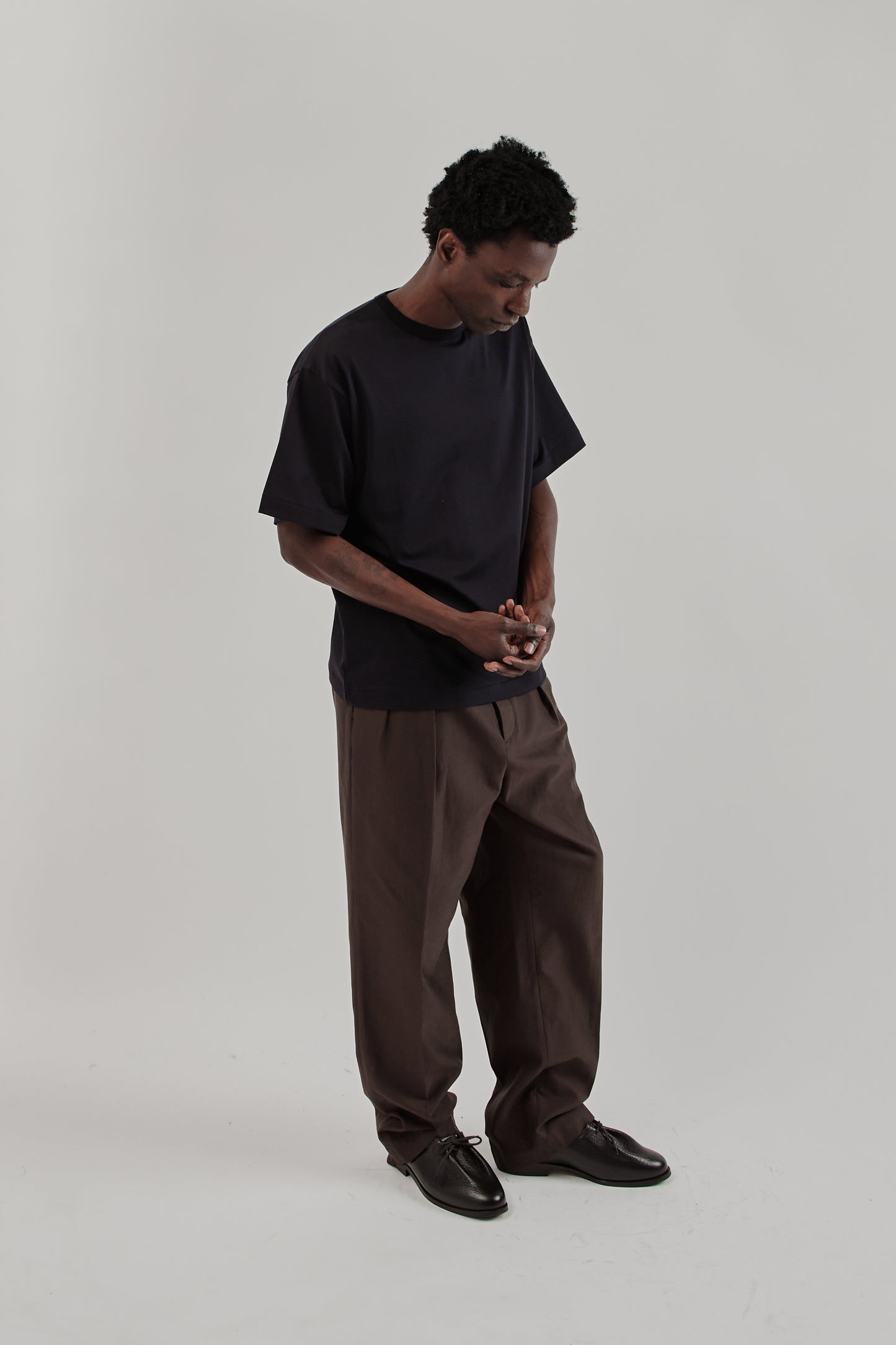 Suvin Cotton Suede Tenjiku Short Sleeve Tee - Navy