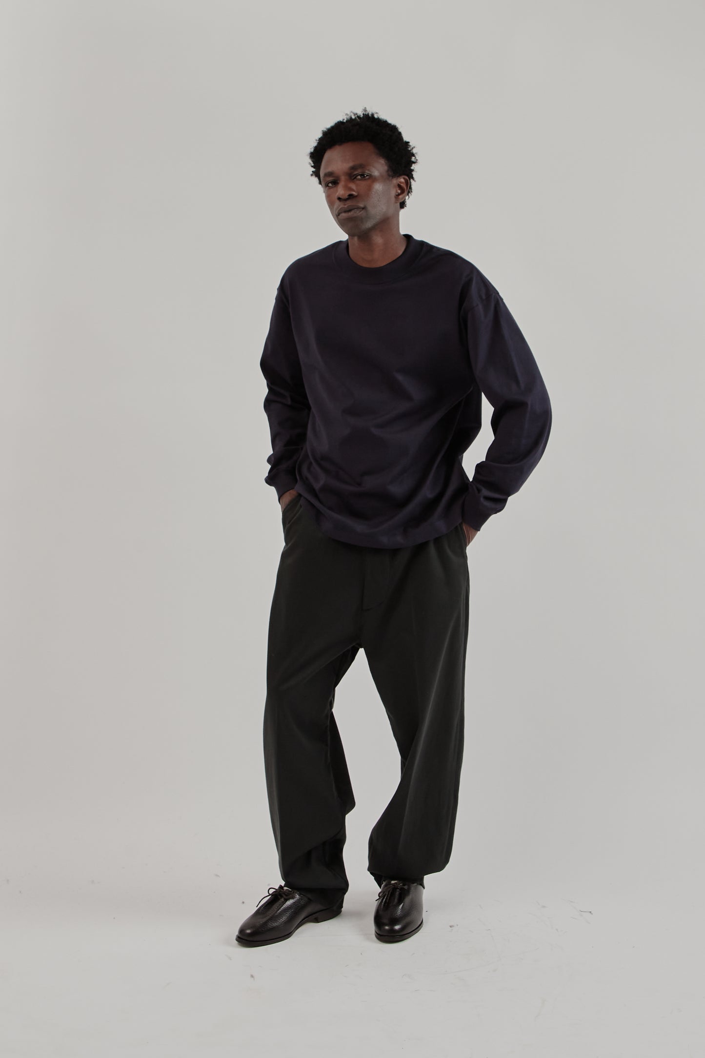 Suvin Supima Tube Long Sleeve Tee Heavy - Dark Navy