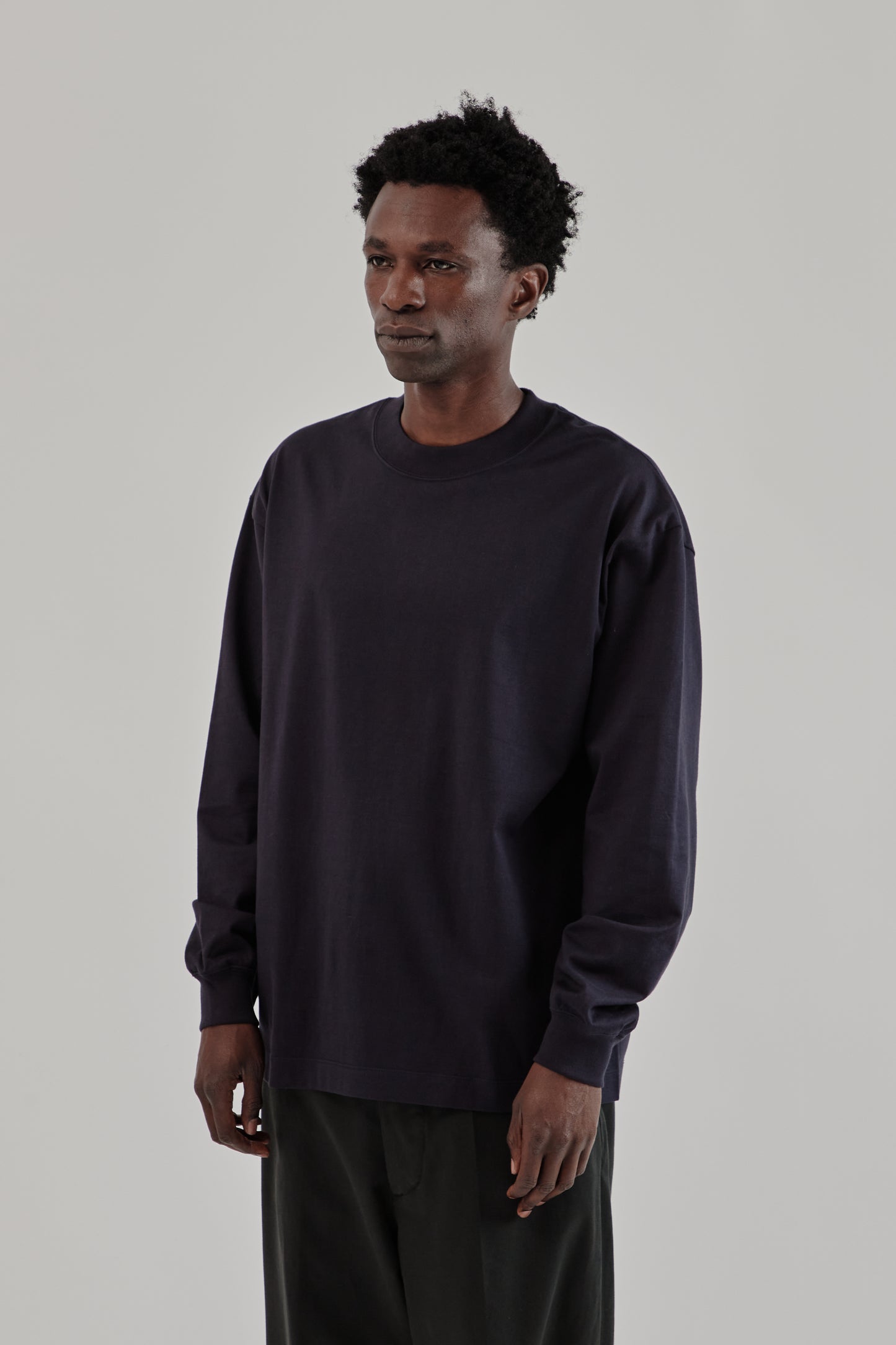 Suvin Supima Tube Long Sleeve Tee Heavy - Dark Navy