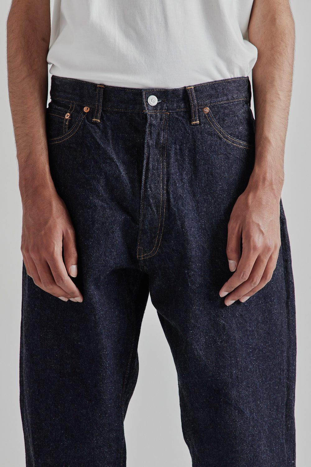 Kaptain Sunshine 5P Zip Front Denim Pant Indigo One Wash | Wallace