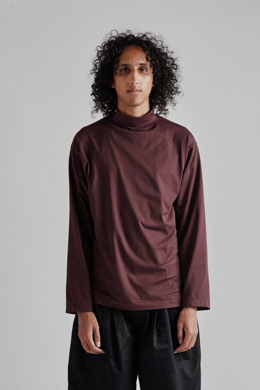 Kaptain Sushine Suvin Suede Tenjiku High Neck LS Tee Burgundy 2