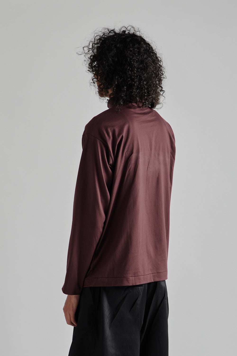 Kaptain Sunshine Suvin Suede Tenjiku High Neck L/S Tee - Burgandy
