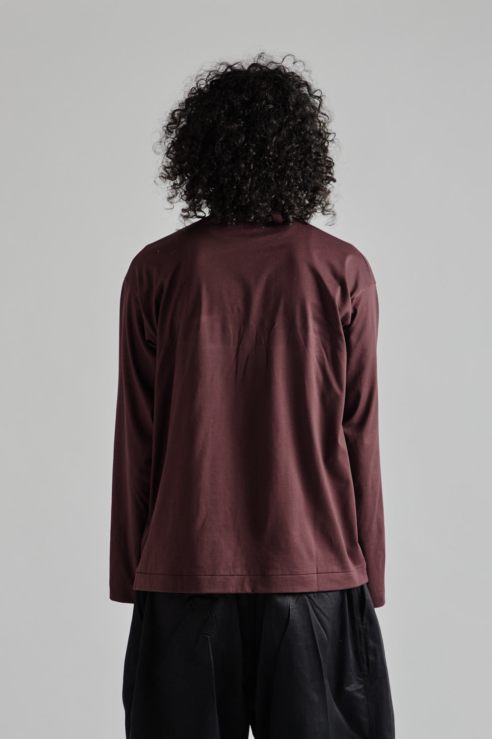 Suvin Suede Tenjiku High Neck L/S Tee - Burgandy