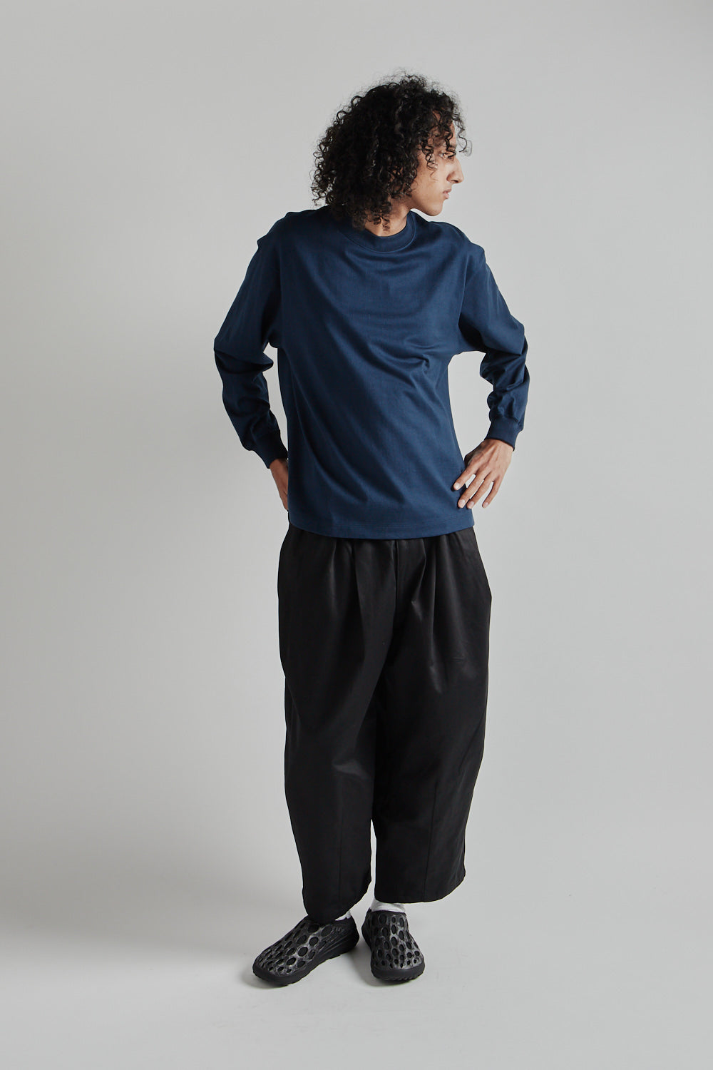 Kaptain Sunshine Suvin Supima Tube L/S Tee Heavy in Steel Navy