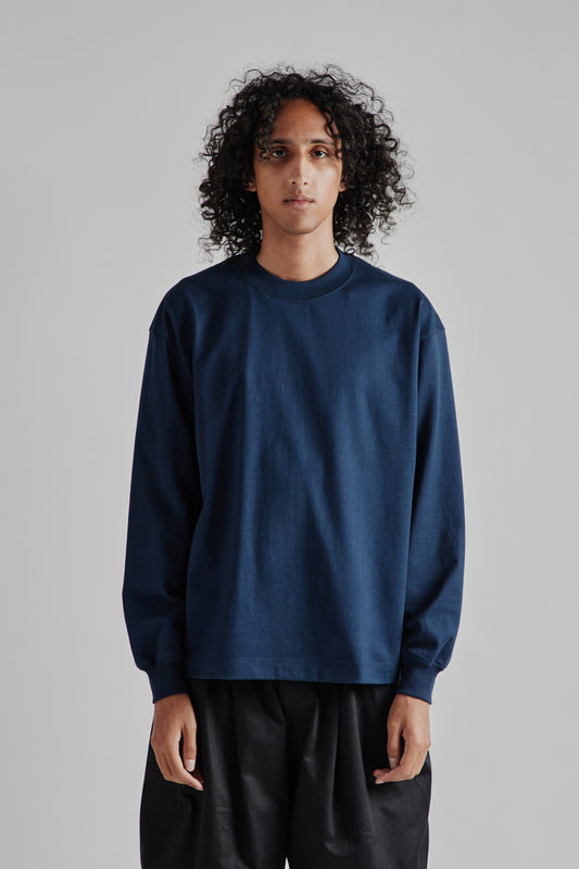 Kaptain Sunshine Suvin Supima Tube L/S Tee Heavy in Steel Navy