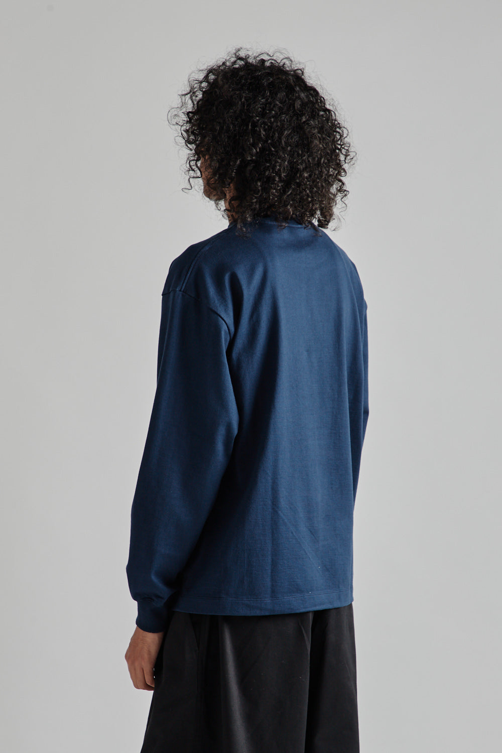 Kaptain Sunshine Suvin Supima Tube L/S Tee Heavy in Steel Navy