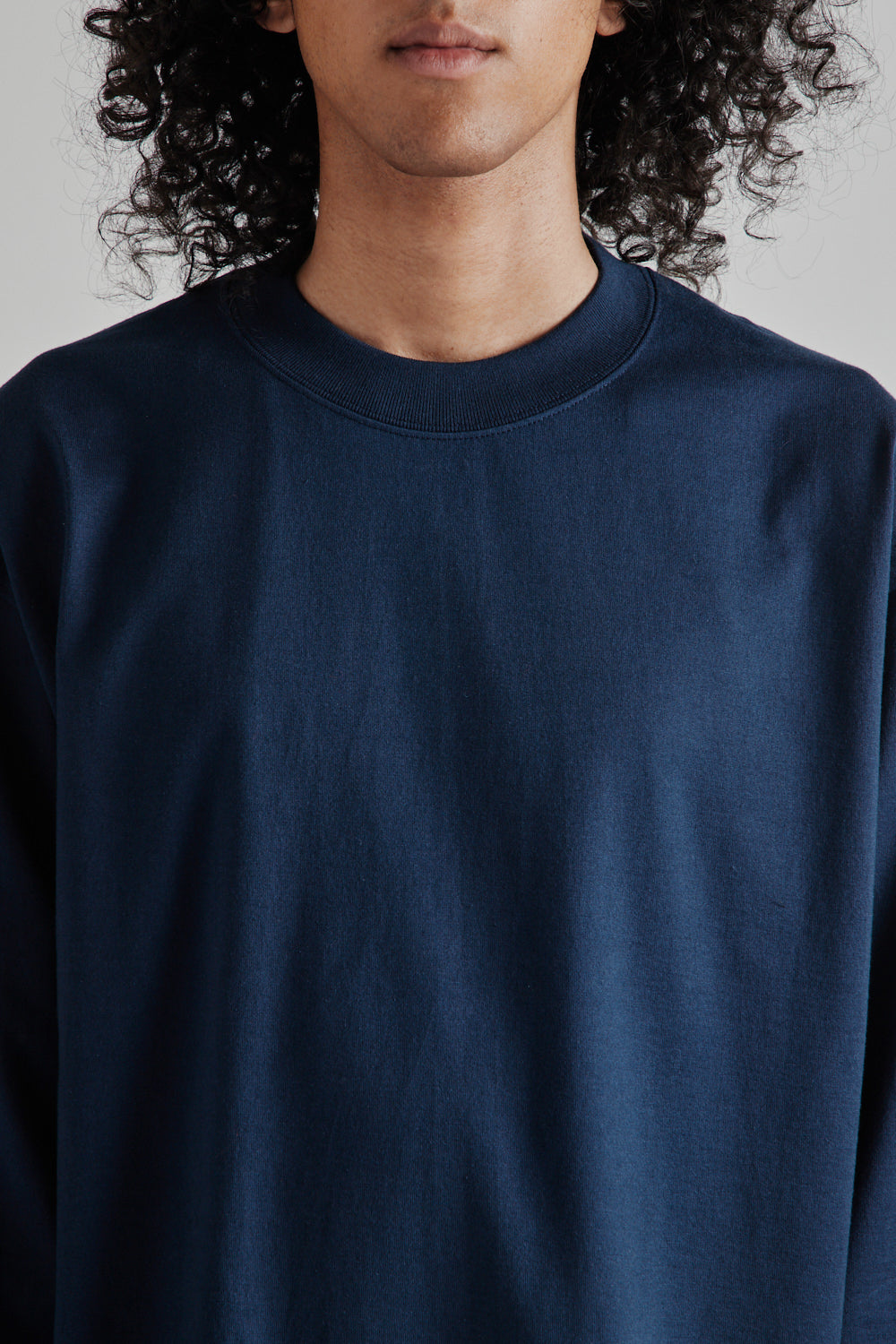 Kaptain Sunshine Suvin Supima Tube L/S Tee Heavy in Steel Navy