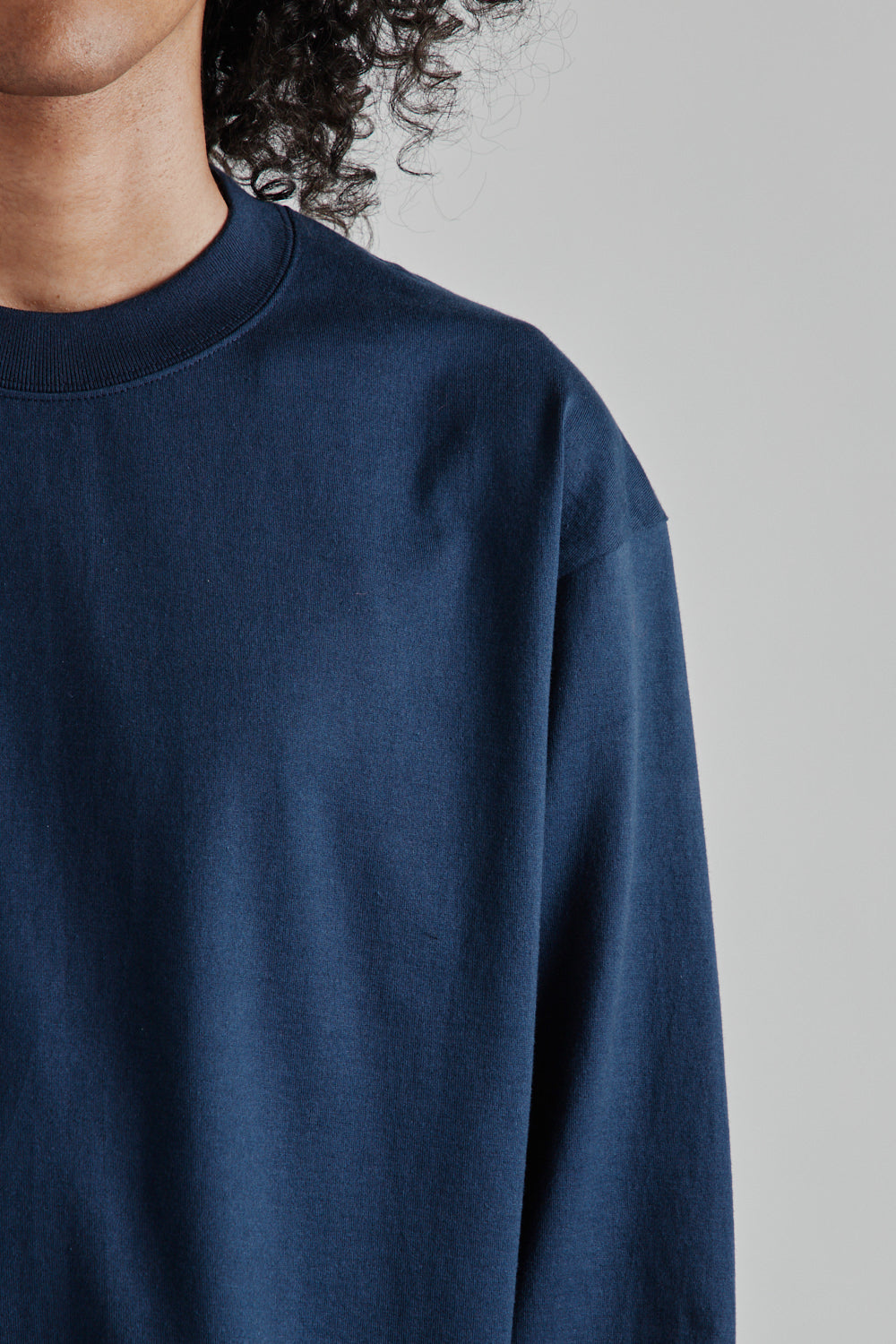 Kaptain Sunshine Suvin Supima Tube L/S Tee Heavy in Steel Navy