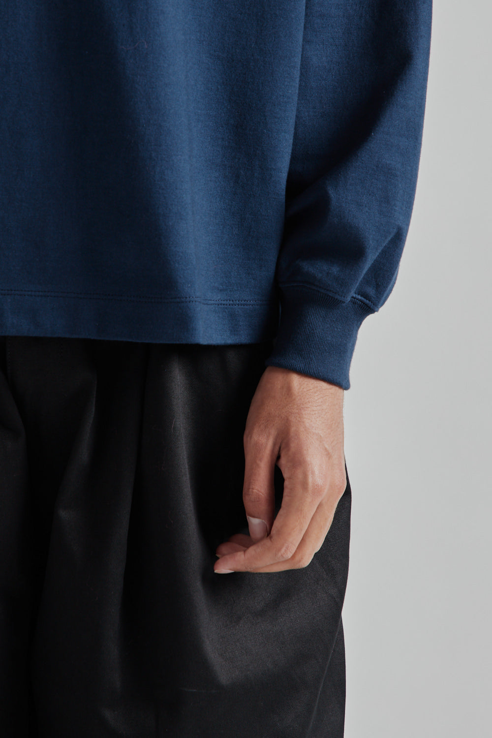 Kaptain Sunshine Suvin Supima Tube L/S Tee Heavy in Steel Navy