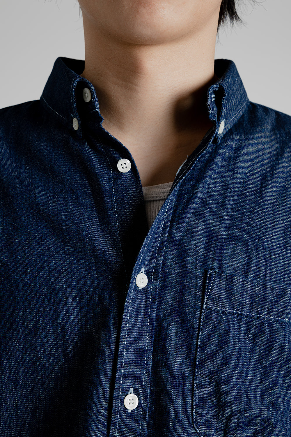 Orslow button store down denim shirt