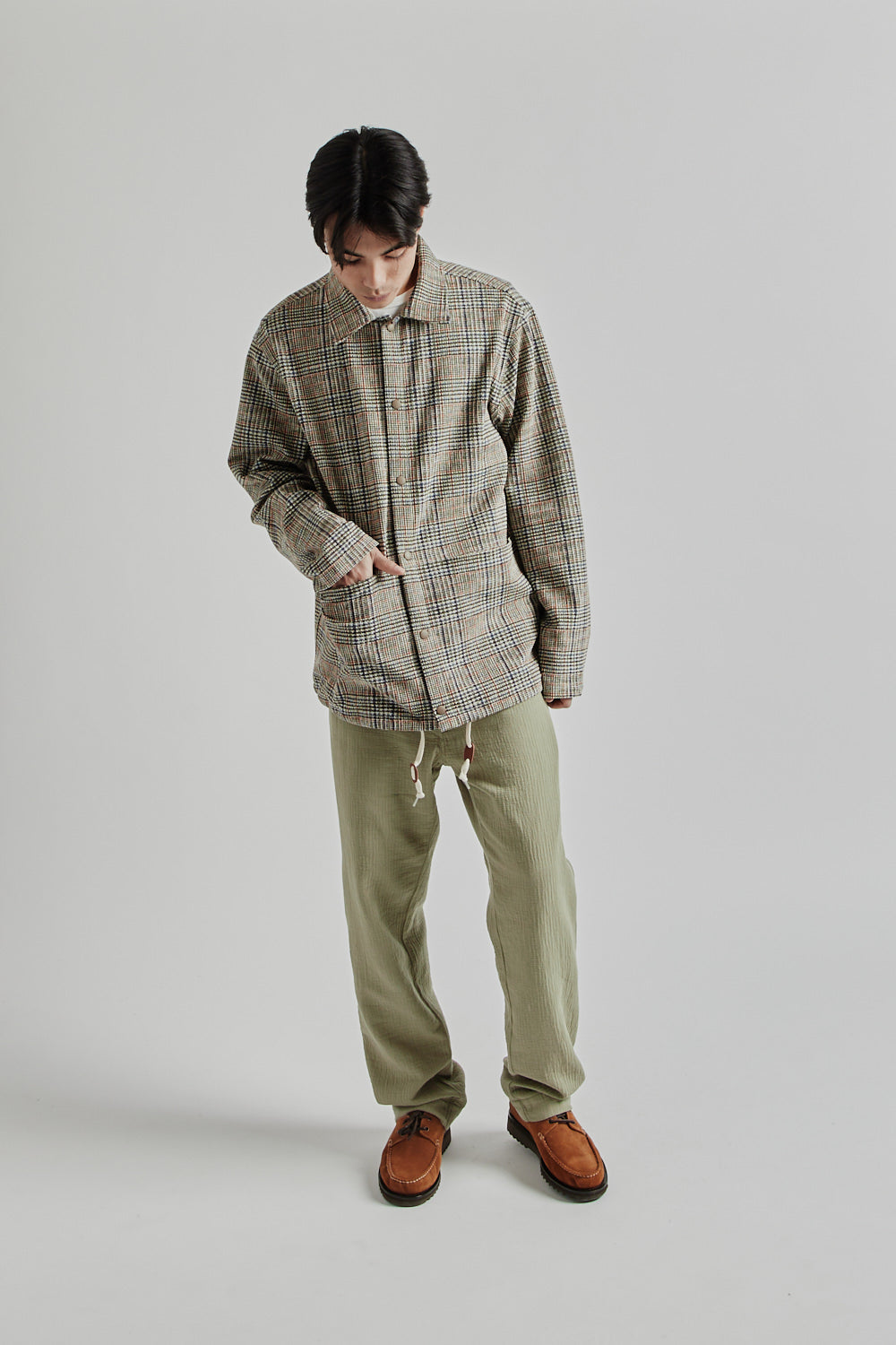 Kestin SS25 Armadale Coach Jacket Olive Multi Check 011