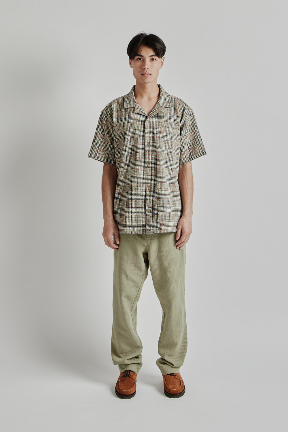 Kestin SS25 Crammond Shirt Olive Multi Check 01