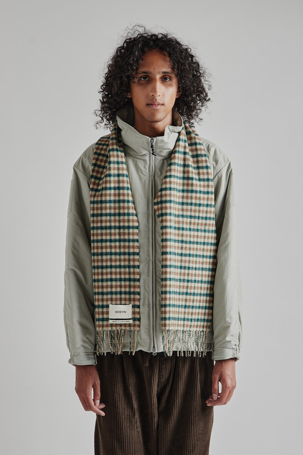 Selkirk Scarf - Pine/Tan Check